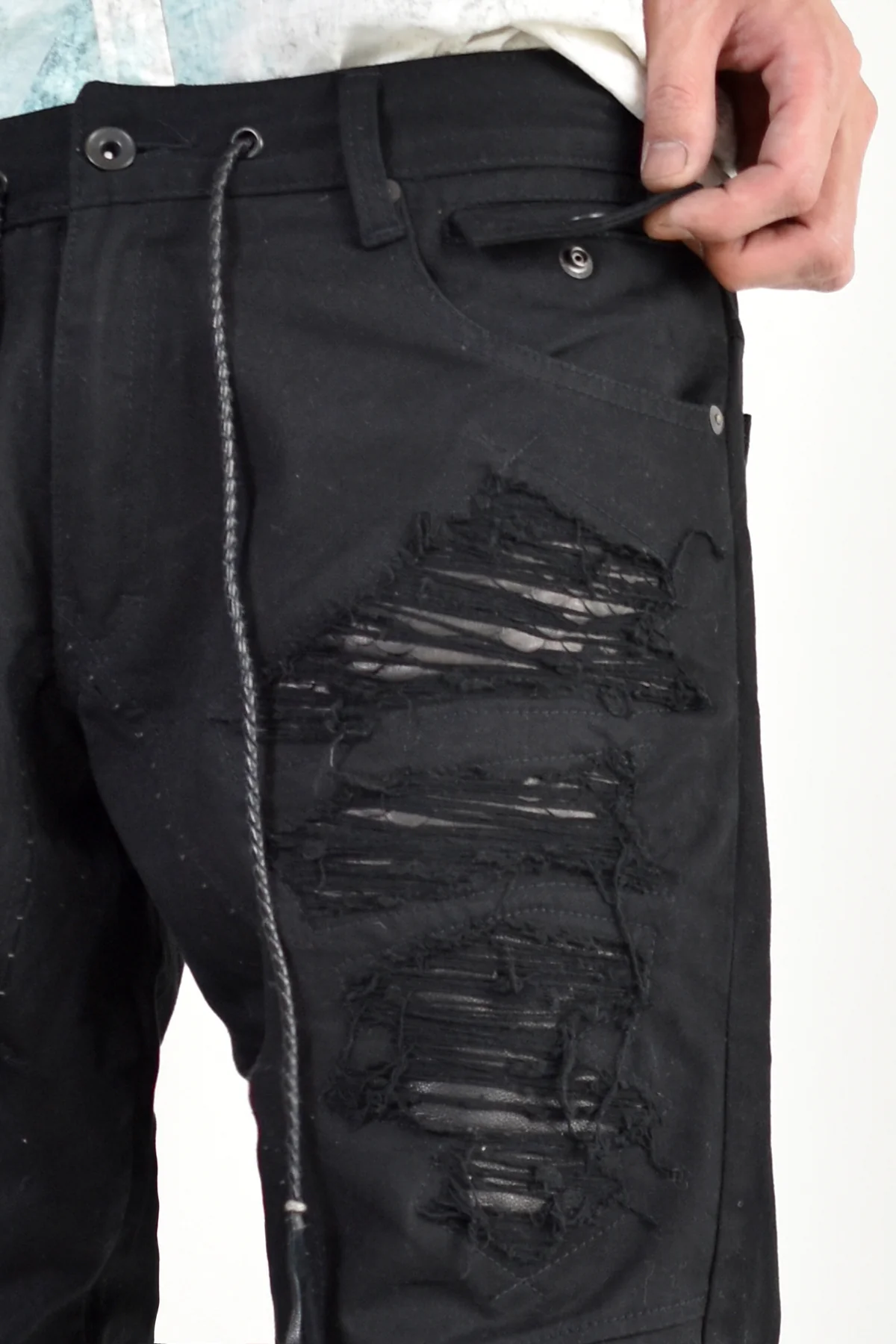 1702-PT02A Crush Skinny Twill Pants 07A Black - Image 13