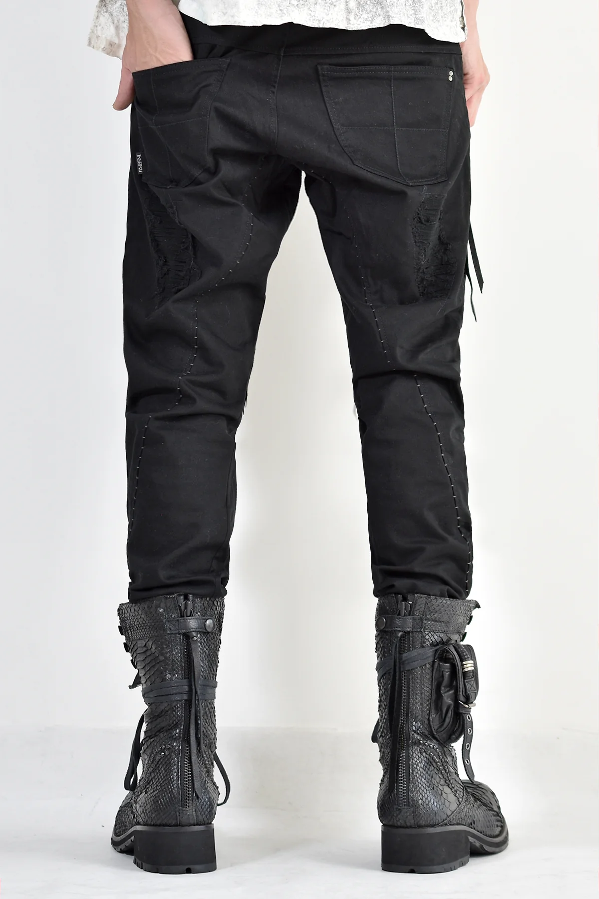 1702-PT02A Crush Skinny Twill Pants 07A Black - Image 14