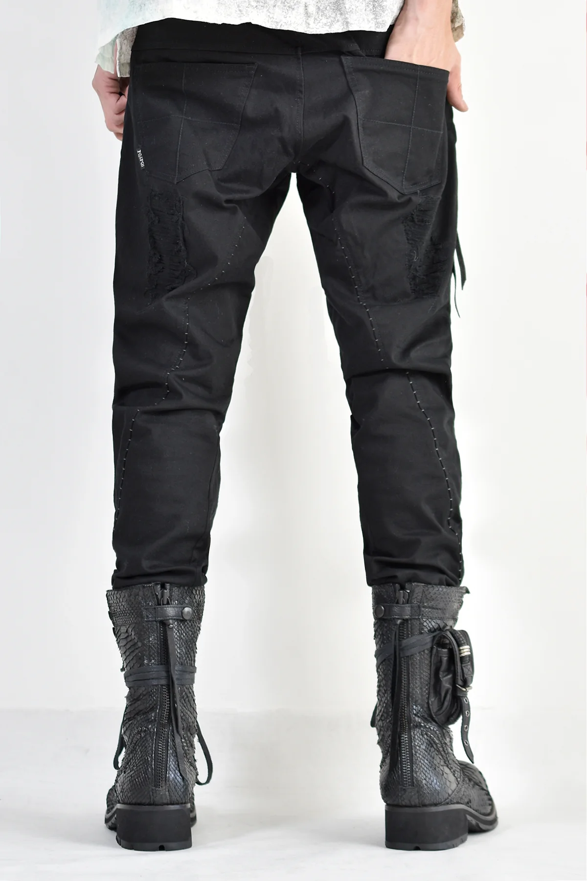 1702-PT02A Crush Skinny Twill Pants 07A Black - Image 15