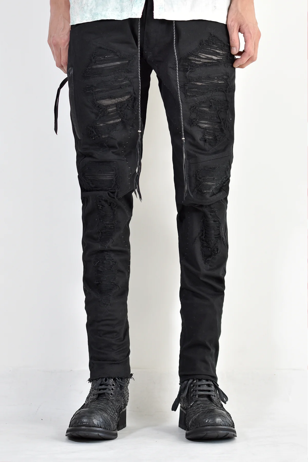 1702-PT02A Crush Skinny Twill Pants 07A Black - Image 17