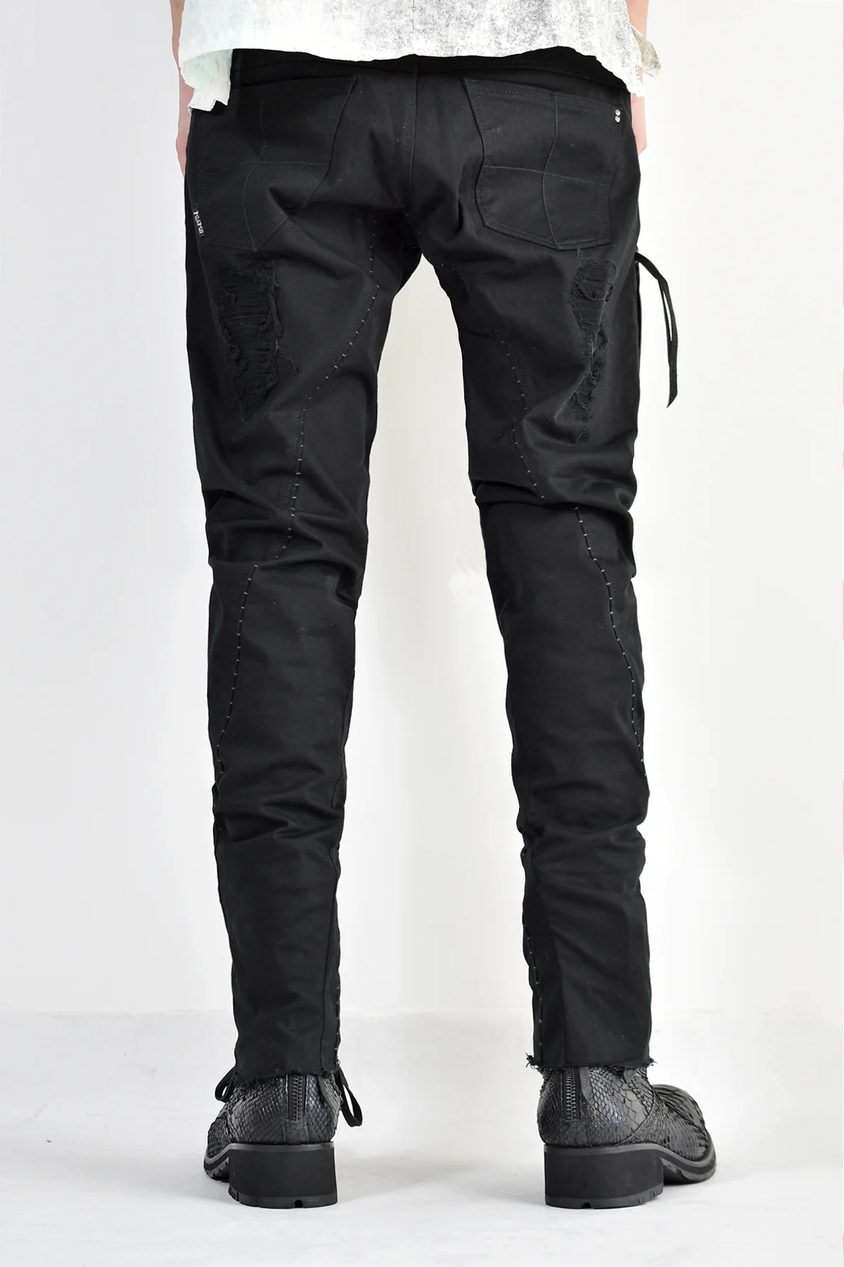 1702-PT02A Crush Skinny Twill Pants 07A Black - Image 19