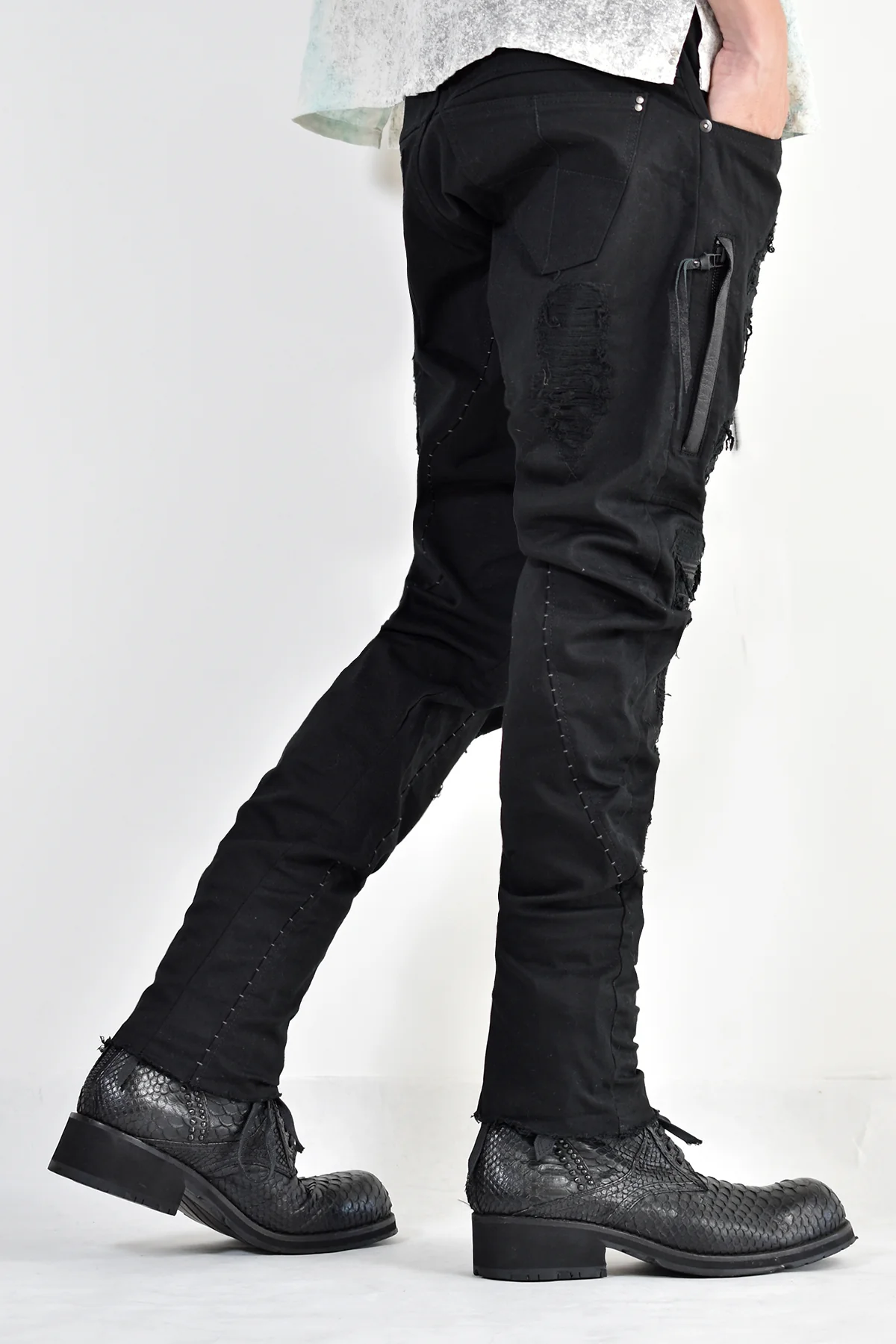 1702-PT02A Crush Skinny Twill Pants 07A Black - Image 20