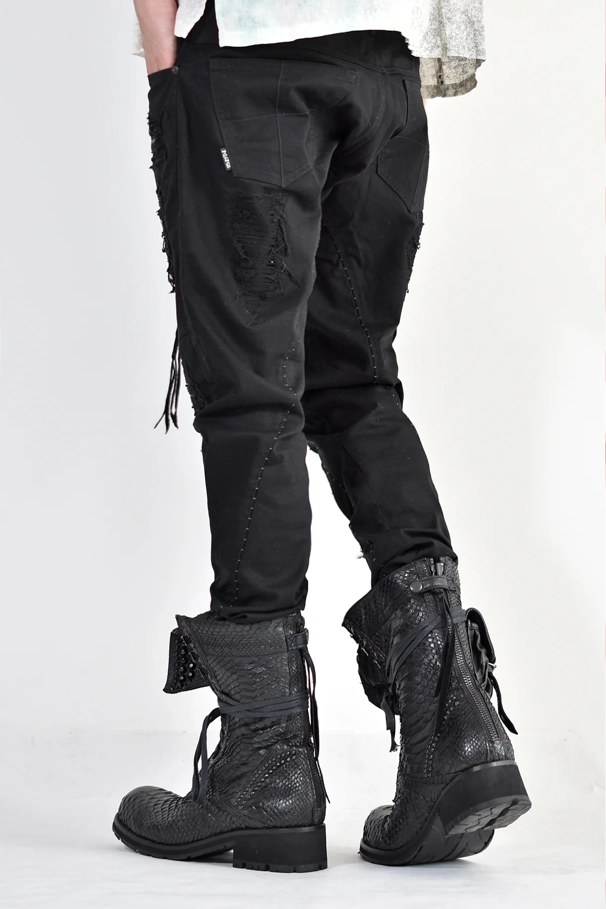 1702-PT02A Crush Skinny Twill Pants 07A Black - Image 6