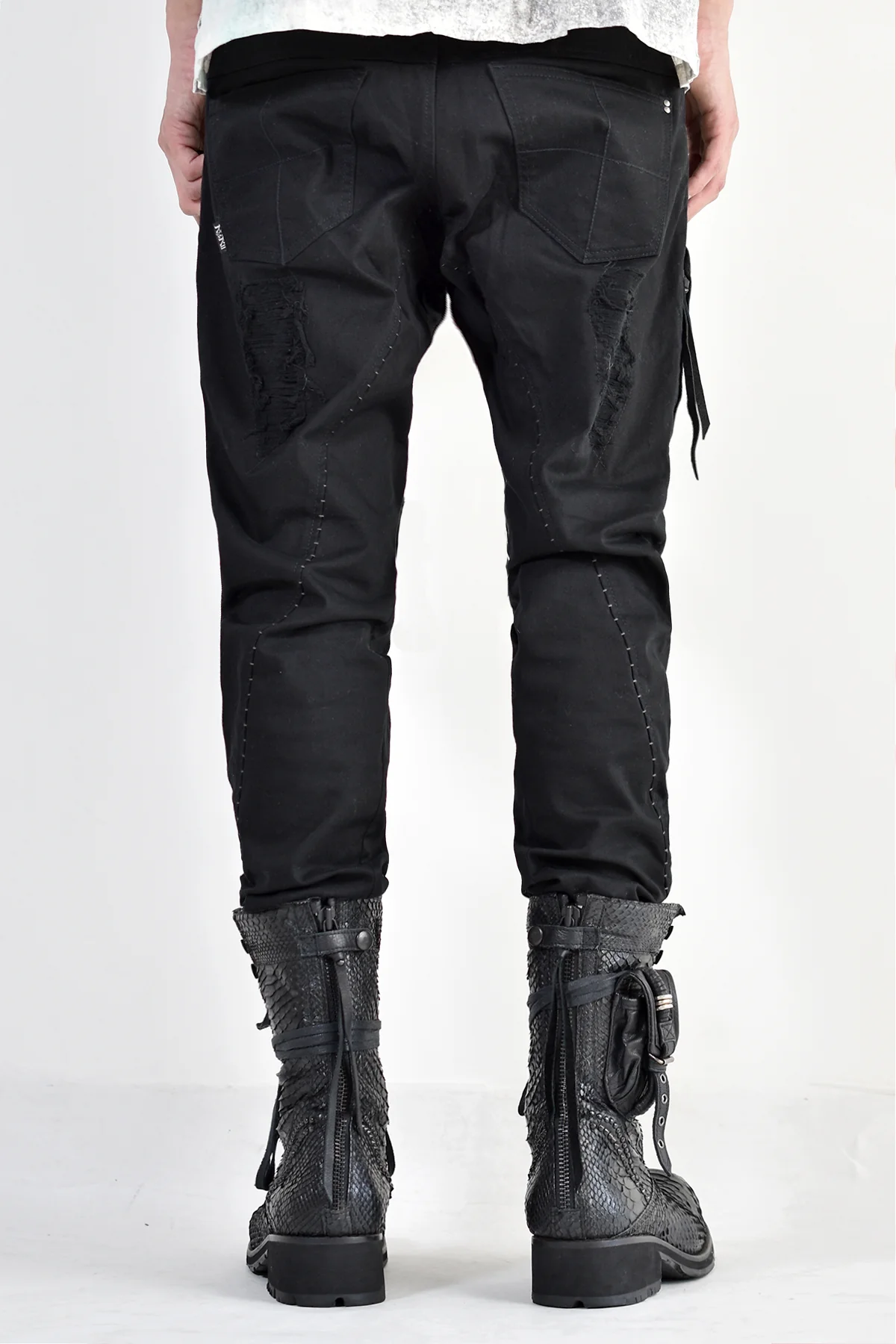 1702-PT02A Crush Skinny Twill Pants 07A Black - Image 7