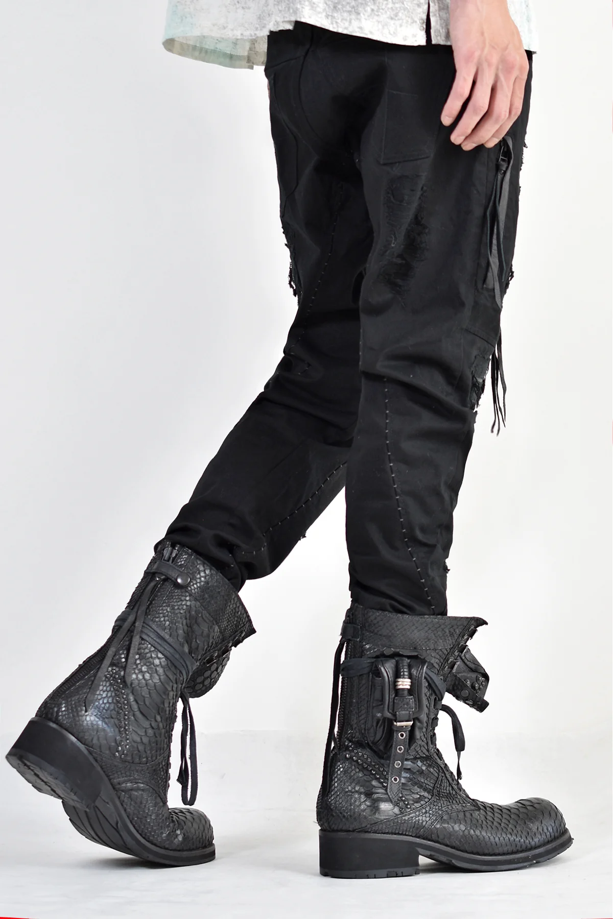 1702-PT02A Crush Skinny Twill Pants 07A Black - Image 8