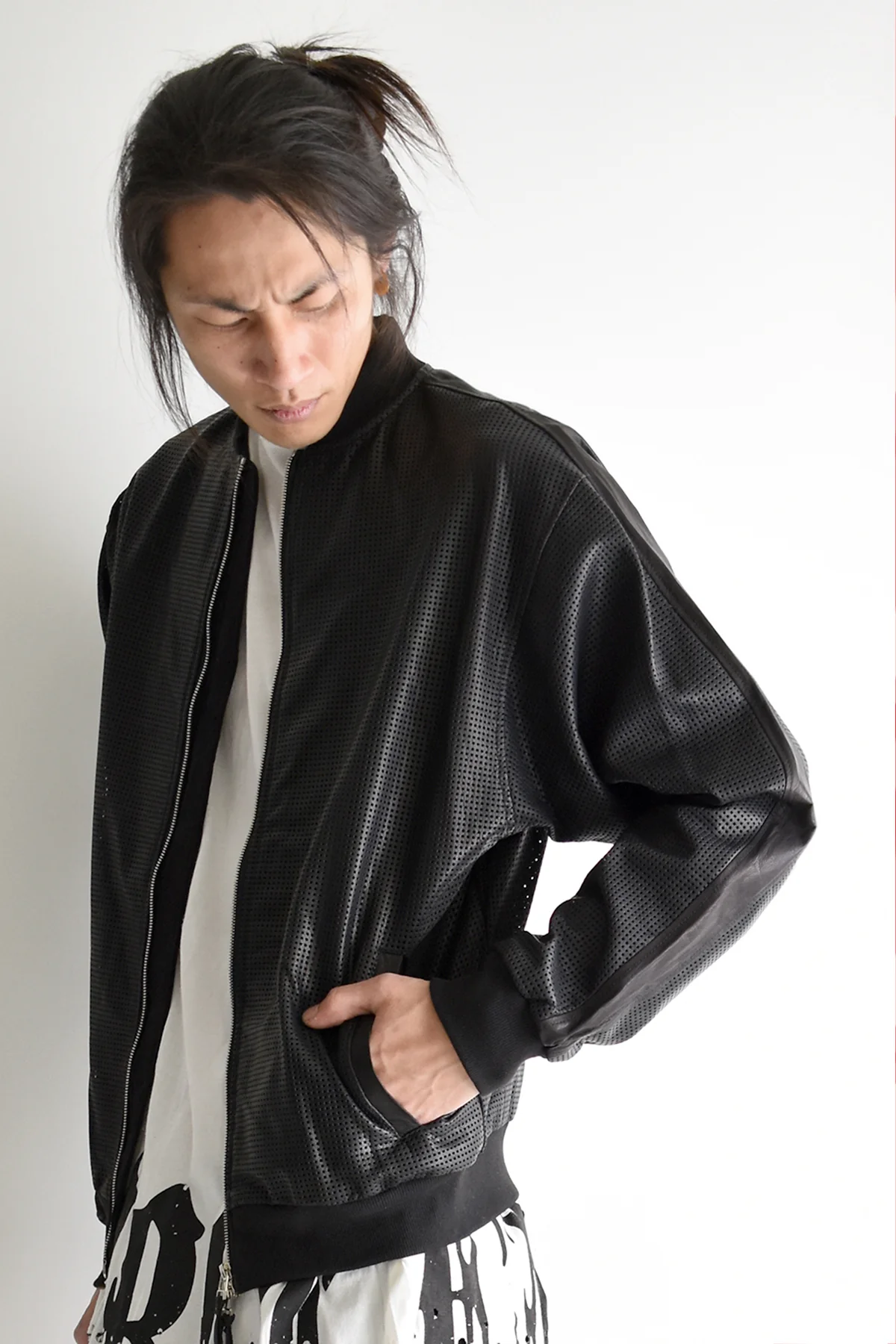 1901-JK05 Mesh Leather MA-1 Black - Image 11