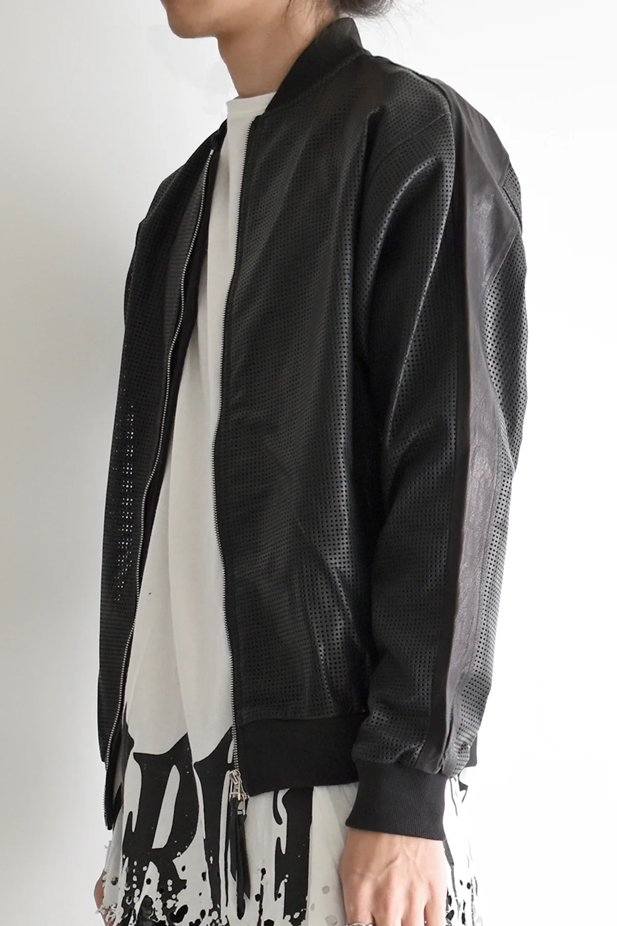 1901-JK05 Mesh Leather MA-1 Black - Image 3