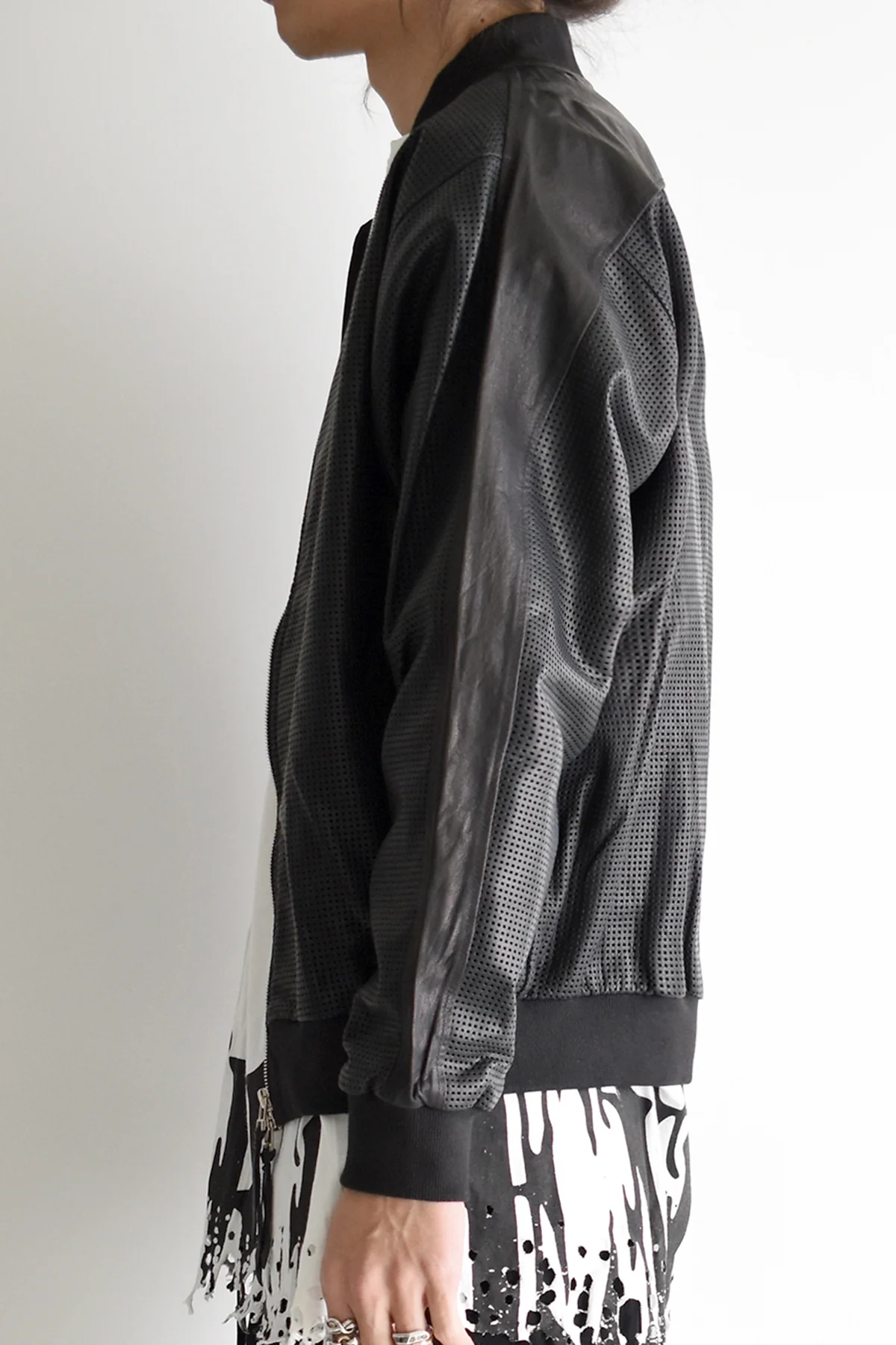 1901-JK05 Mesh Leather MA-1 Black - Image 4
