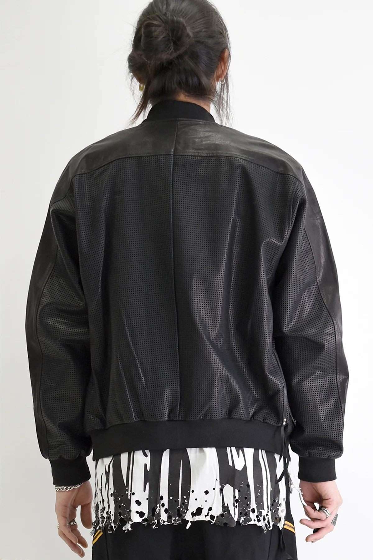 1901-JK05 Mesh Leather MA-1 Black - Image 6