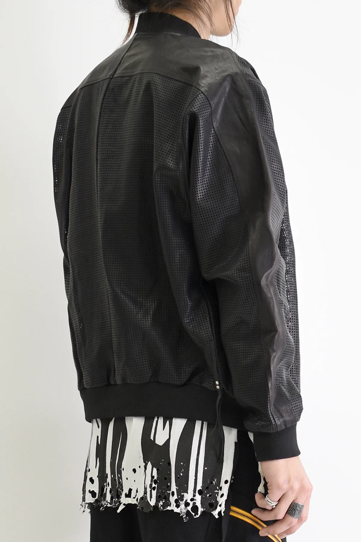 1901-JK05 Mesh Leather MA-1 Black - Image 7