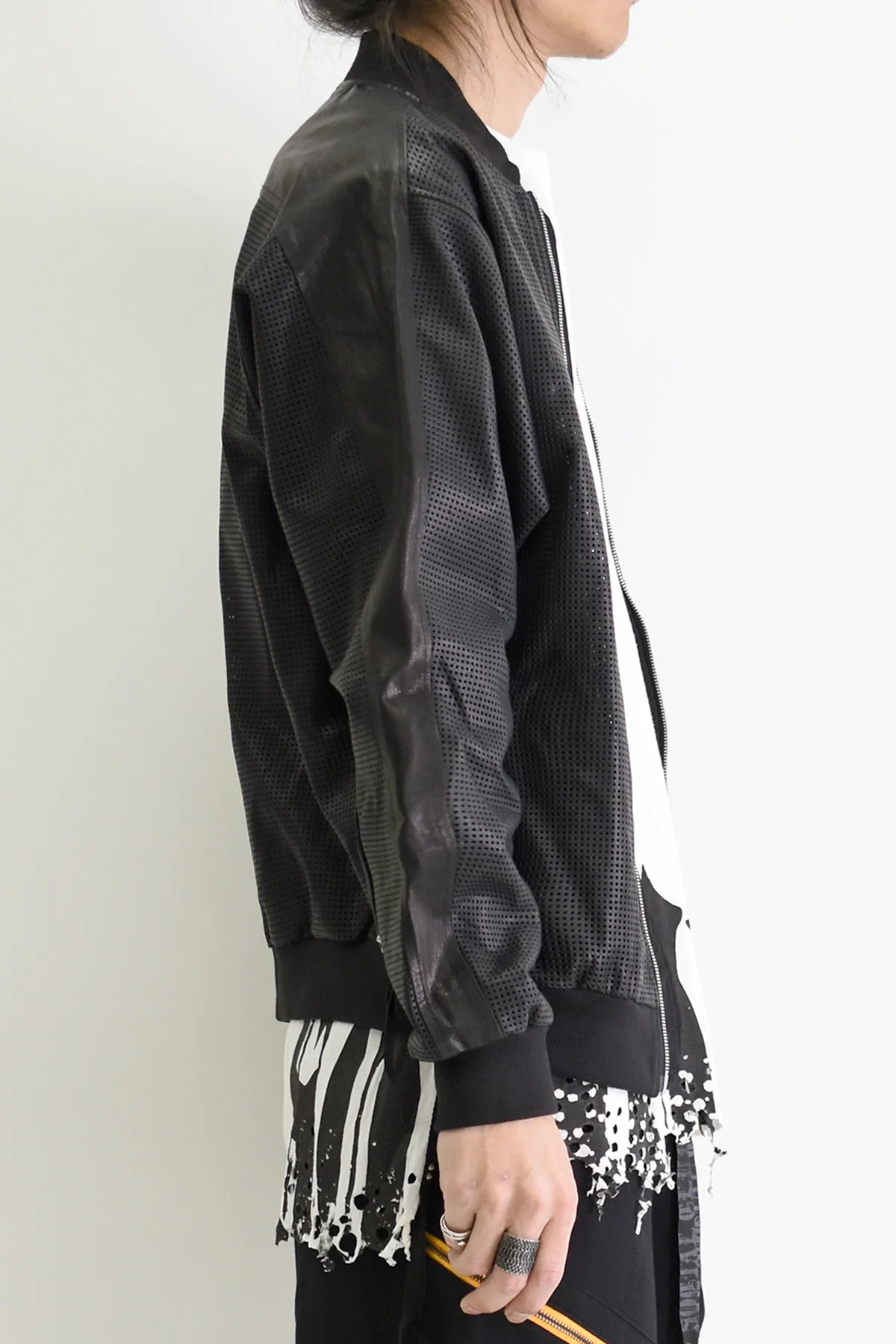 1901-JK05 Mesh Leather MA-1 Black - Image 8