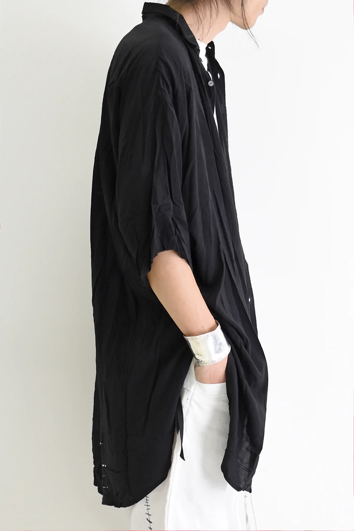 1901-SH03B Tesla Rayon Lazy Shirt Black - Image 10