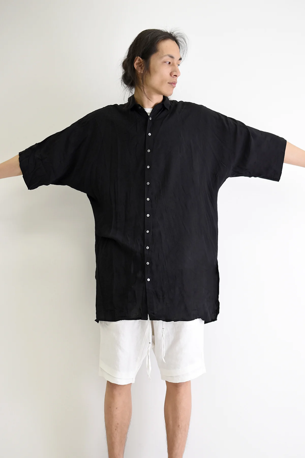 1901-SH03B Tesla Rayon Lazy Shirt Black - Image 12
