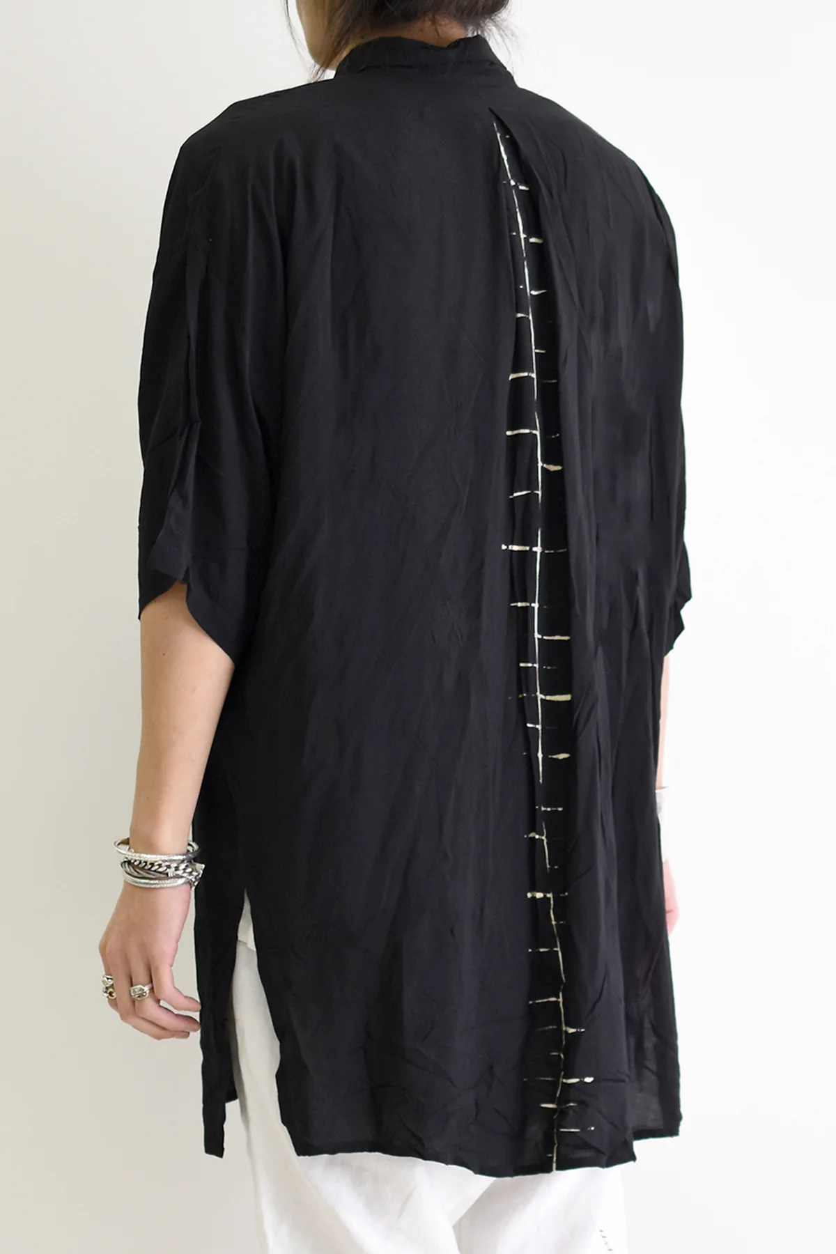 1901-SH03B Tesla Rayon Lazy Shirt Black - Image 5