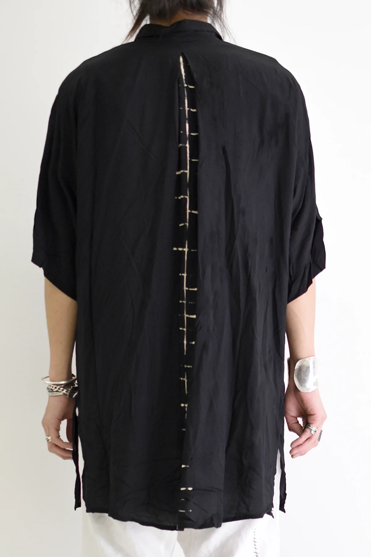 1901-SH03B Tesla Rayon Lazy Shirt Black - Image 6