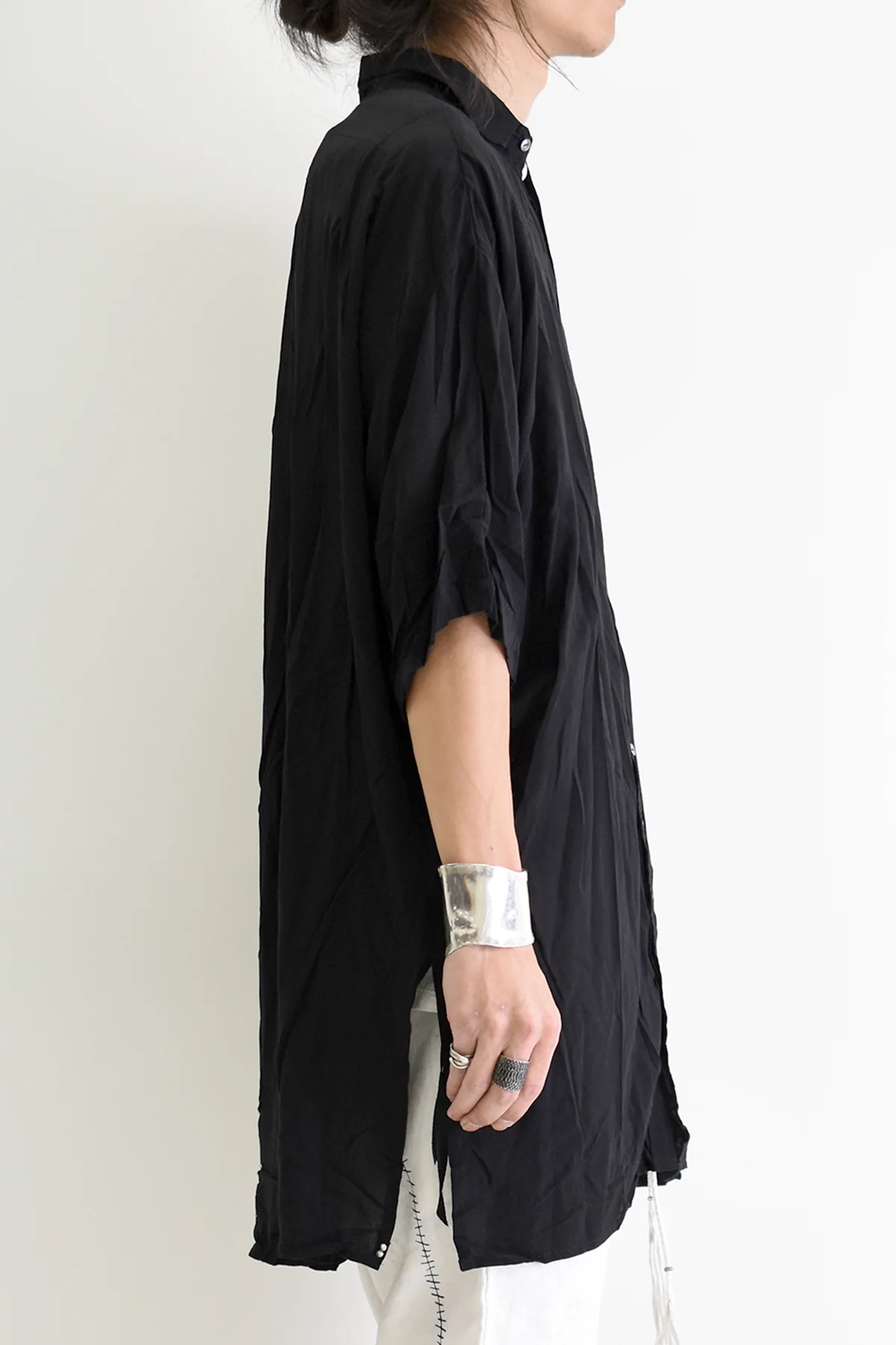 1901-SH03B Tesla Rayon Lazy Shirt Black - Image 8