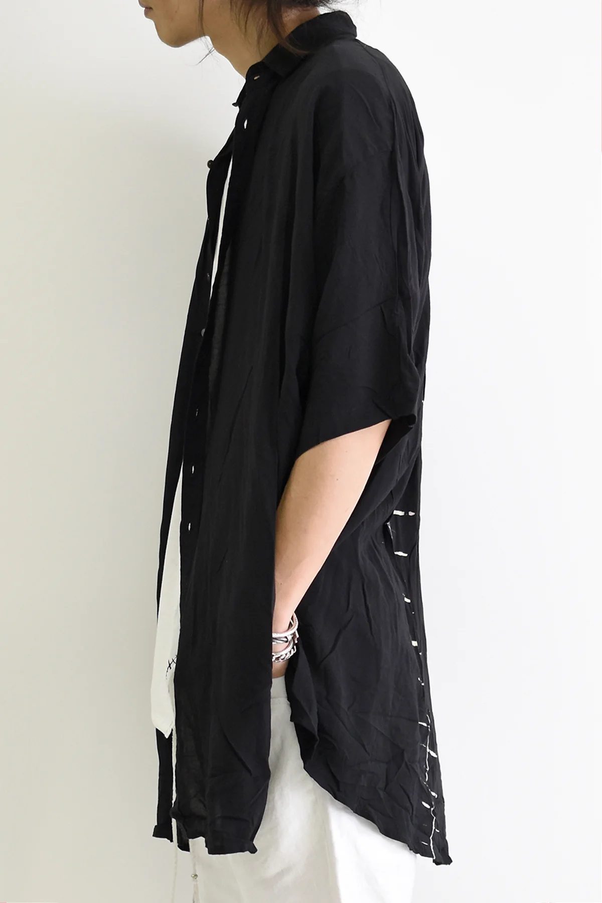 1901-SH03B Tesla Rayon Lazy Shirt Black - Image 9