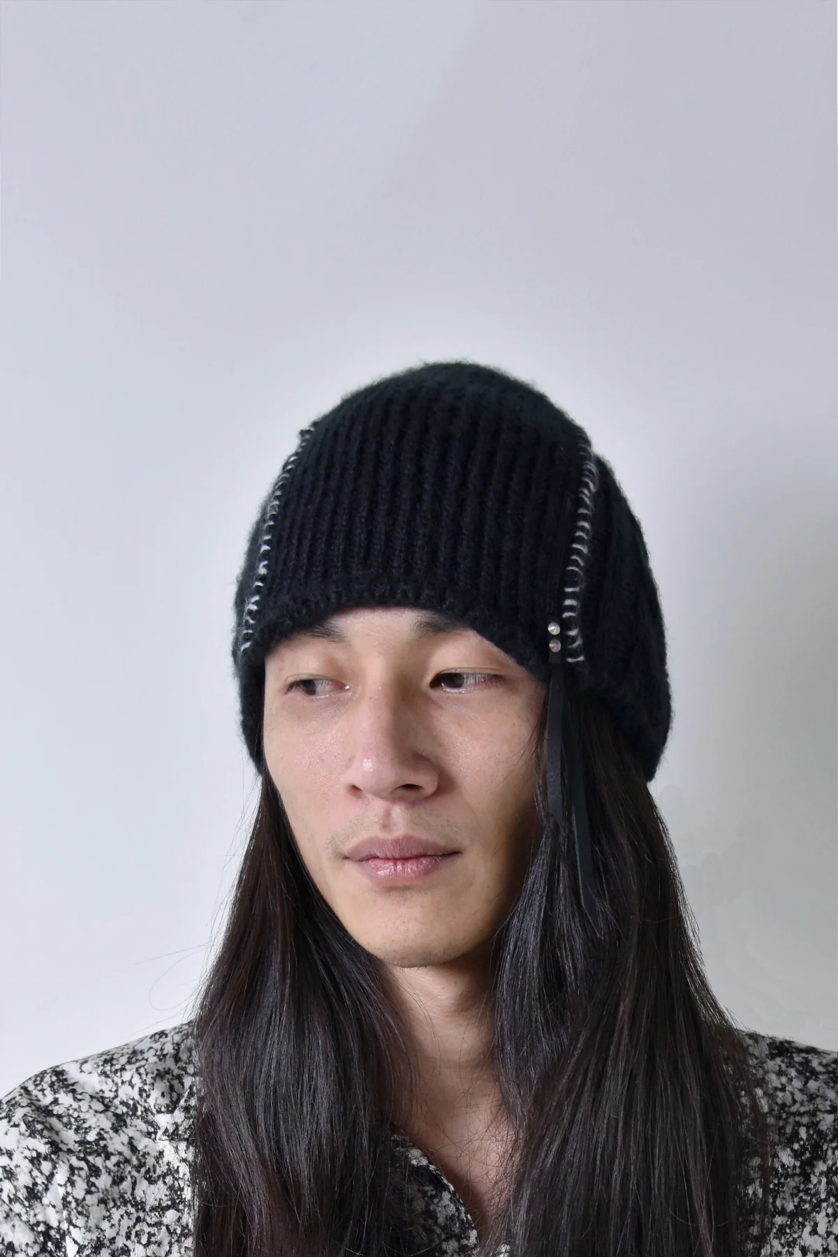 2002-KT04 Cable Mohair Beanie 01 Black - Image 7
