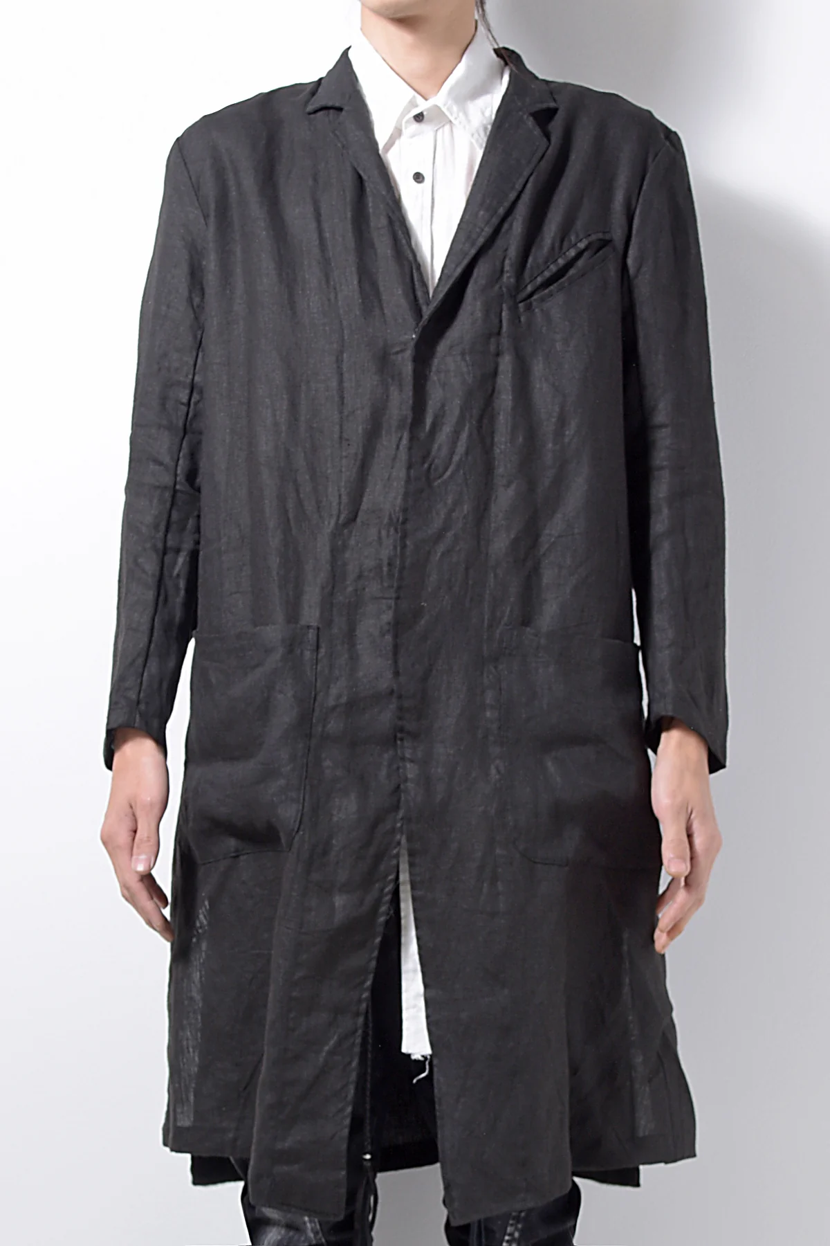 2201-JK02A Side Slit Tailored Coat Black - Image 3