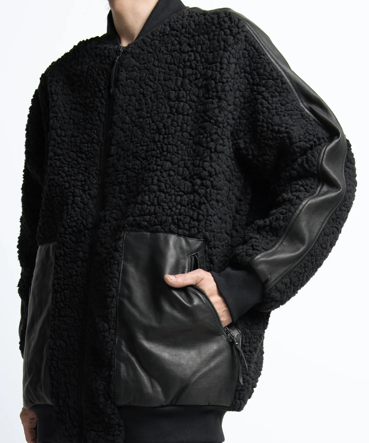 2402-JK05 Leather Combi Boa Jacket - Image 10