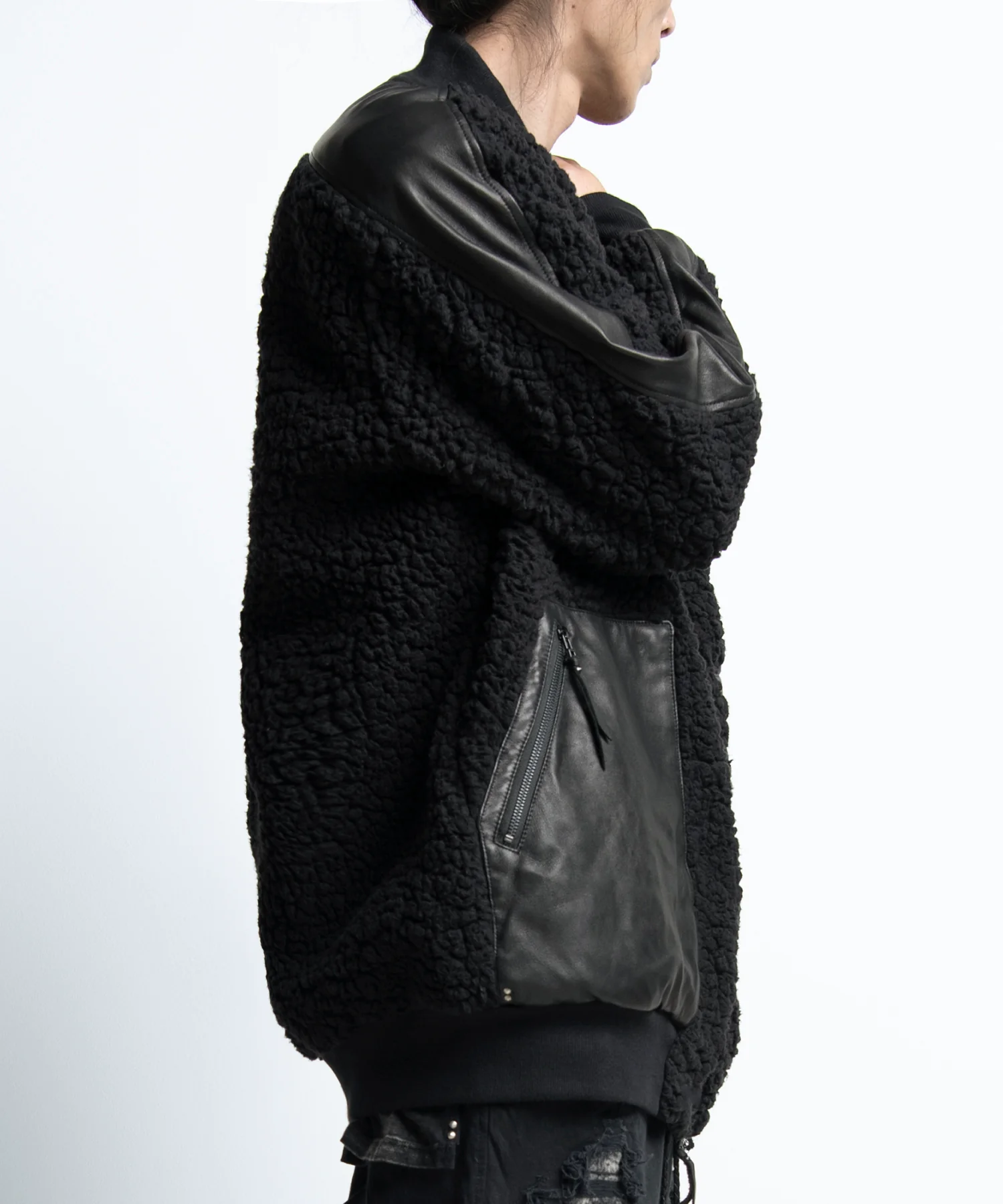 2402-JK05 Leather Combi Boa Jacket - Image 11