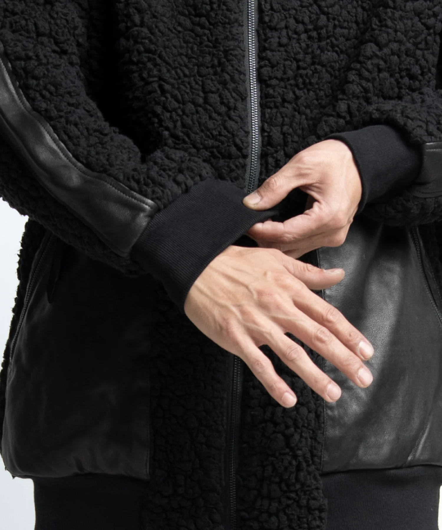 2402-JK05 Leather Combi Boa Jacket - Image 12