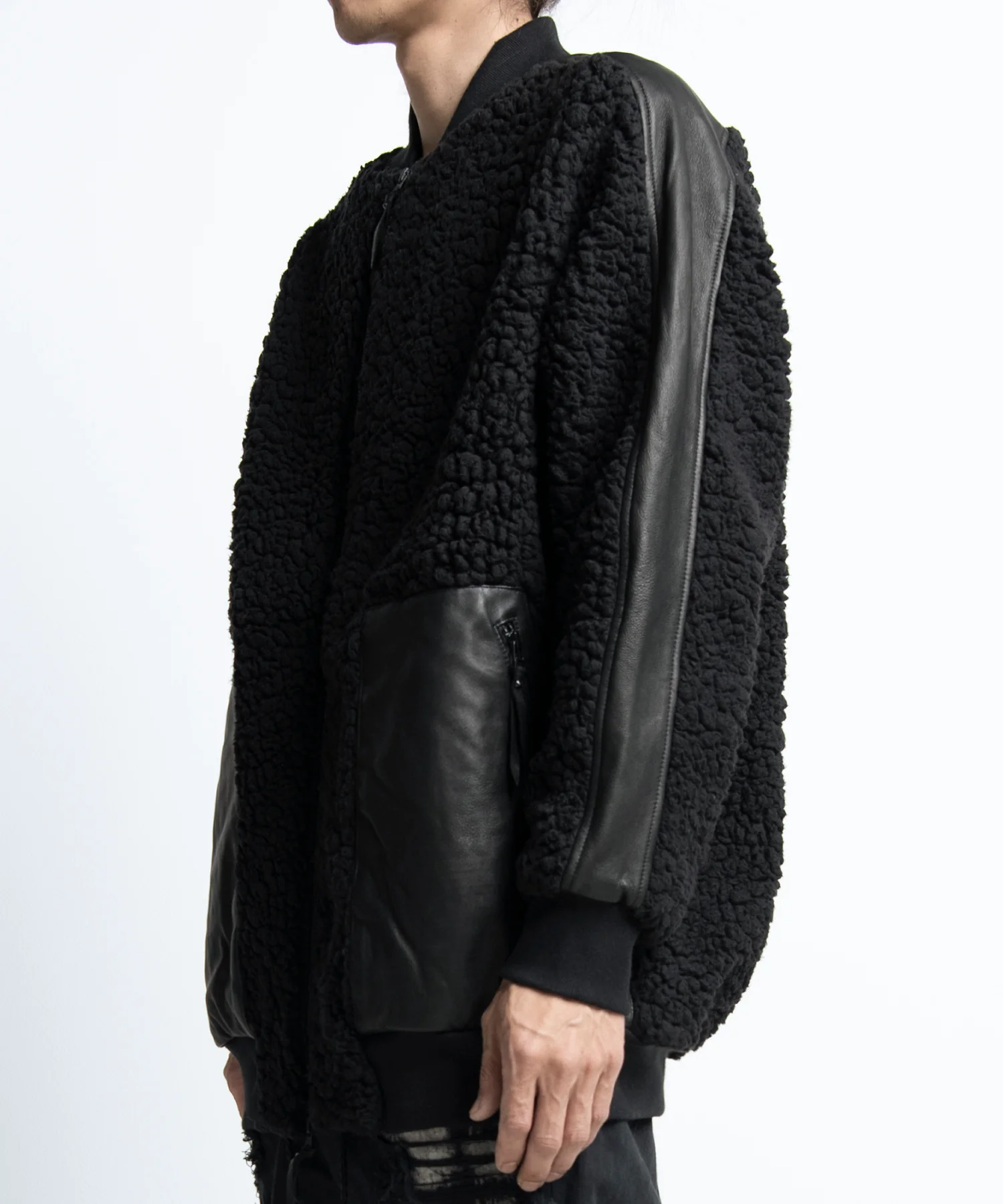 2402-JK05 Leather Combi Boa Jacket - Image 4