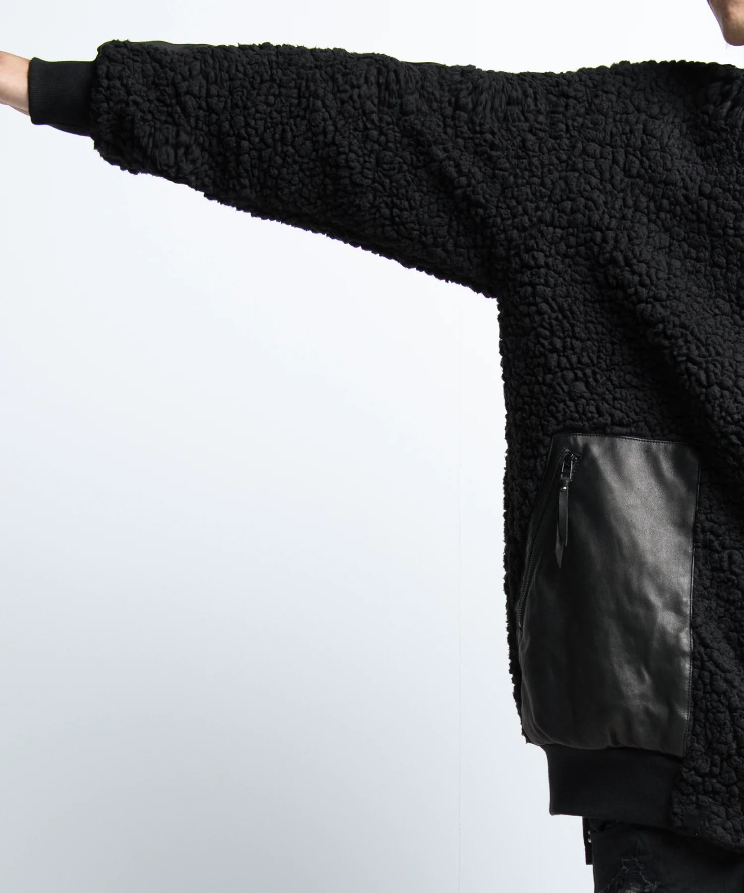 2402-JK05 Leather Combi Boa Jacket - Image 7