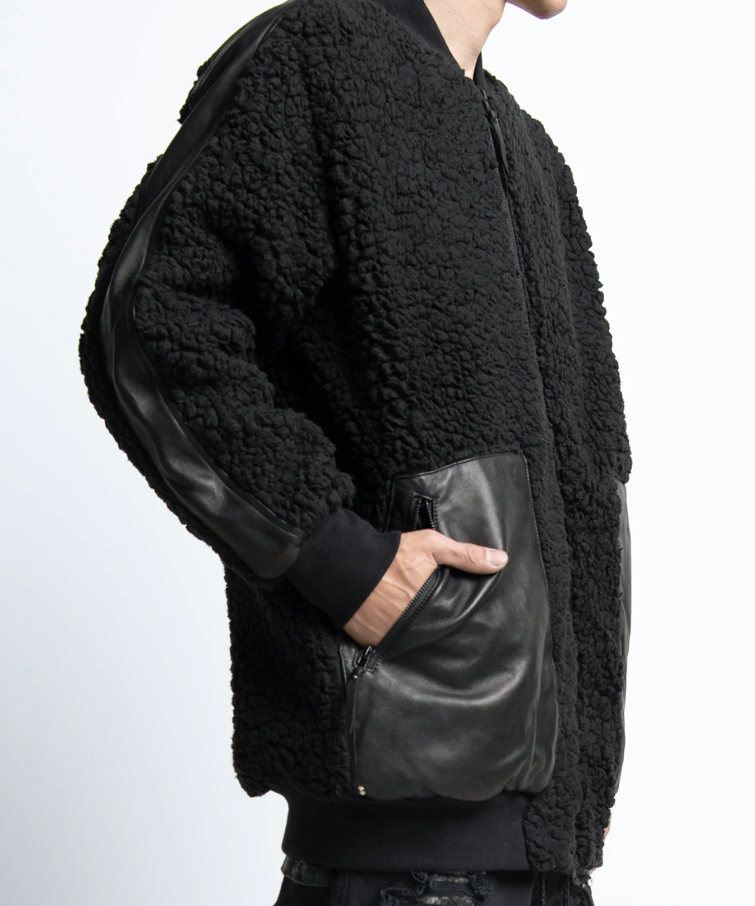 2402-JK05 Leather Combi Boa Jacket - Image 9