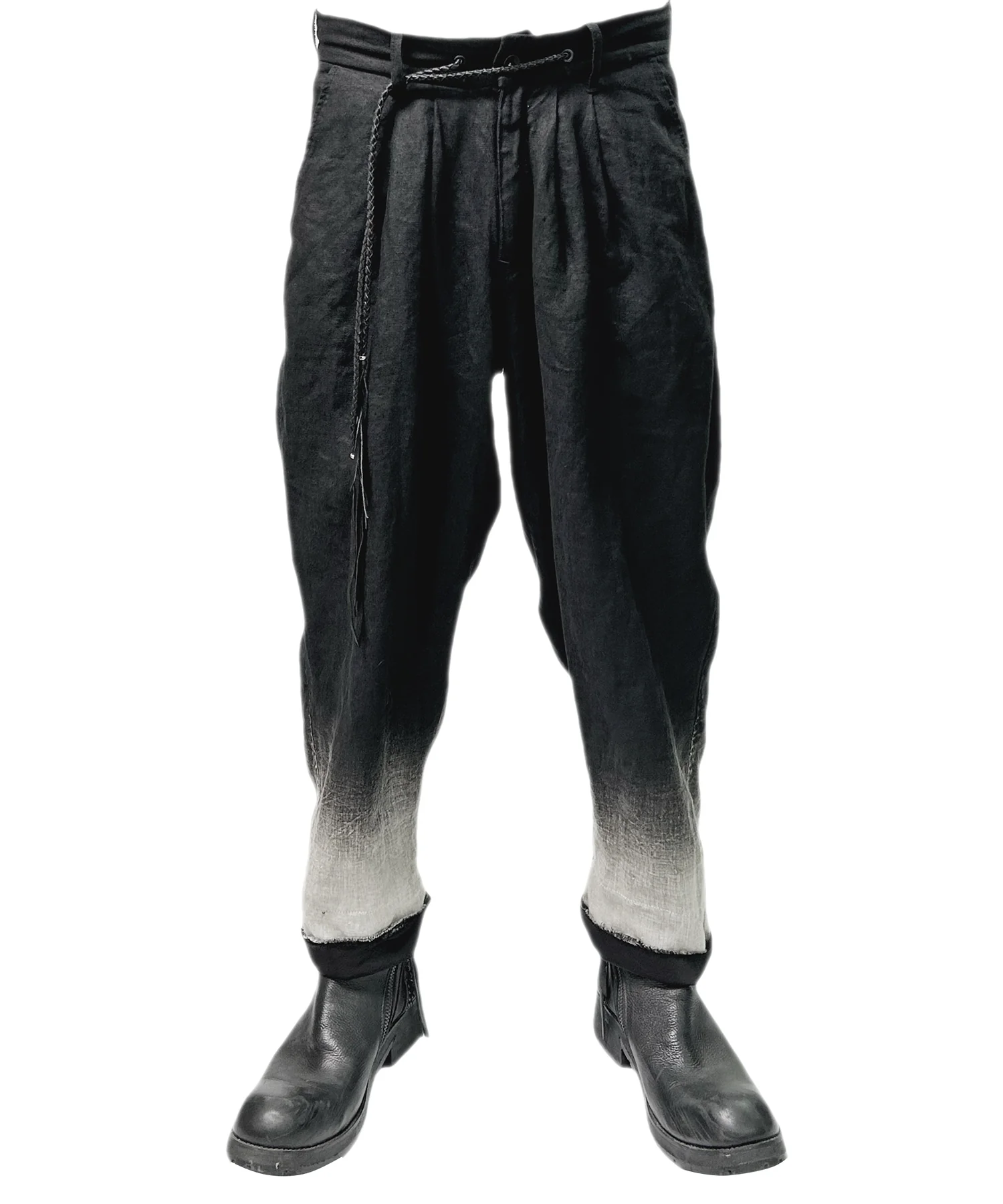 2501-PT04 Linen Layered Tuck Pants Black - Image 16