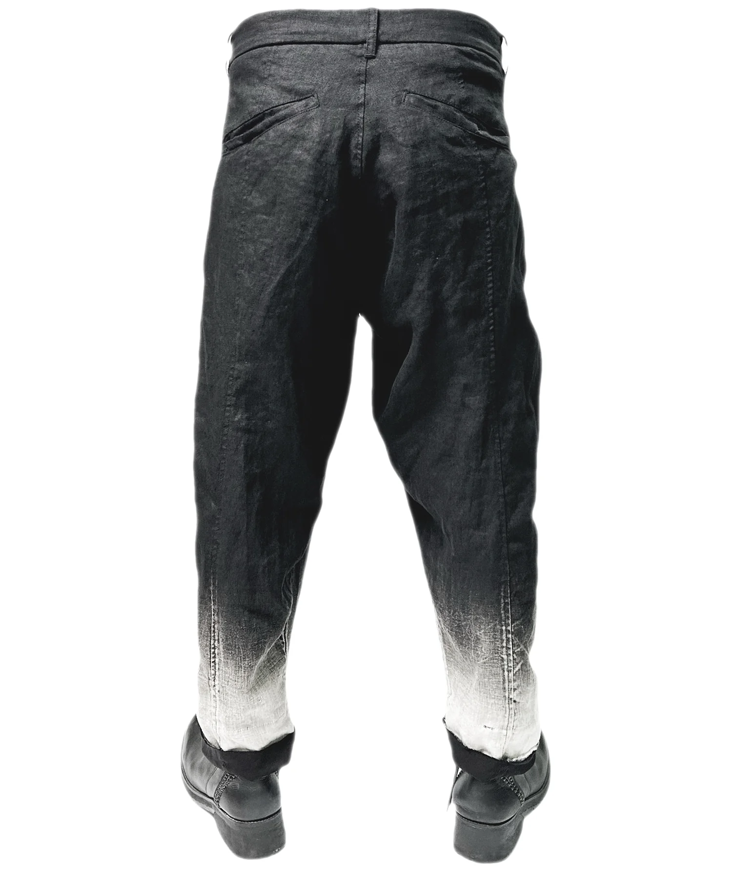 2501-PT04 Linen Layered Tuck Pants Black - Image 17