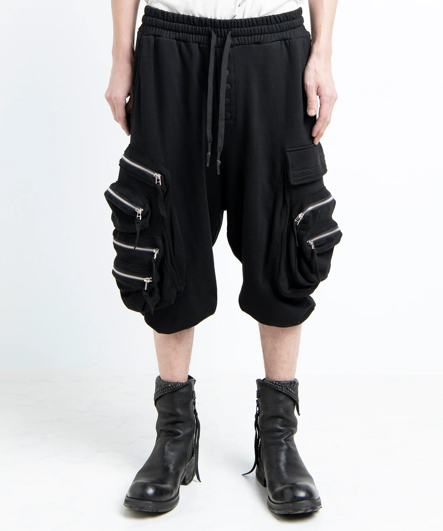 2501-PT09 Multipul Pcket Sweat Half Pants - Image 3