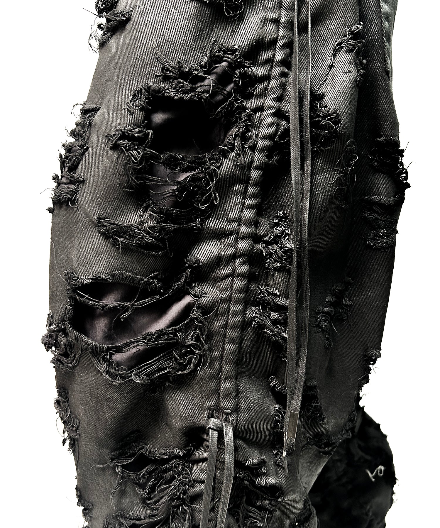 2502-PT03 Coating Side Shirring Slash Pants_Black - Image 4