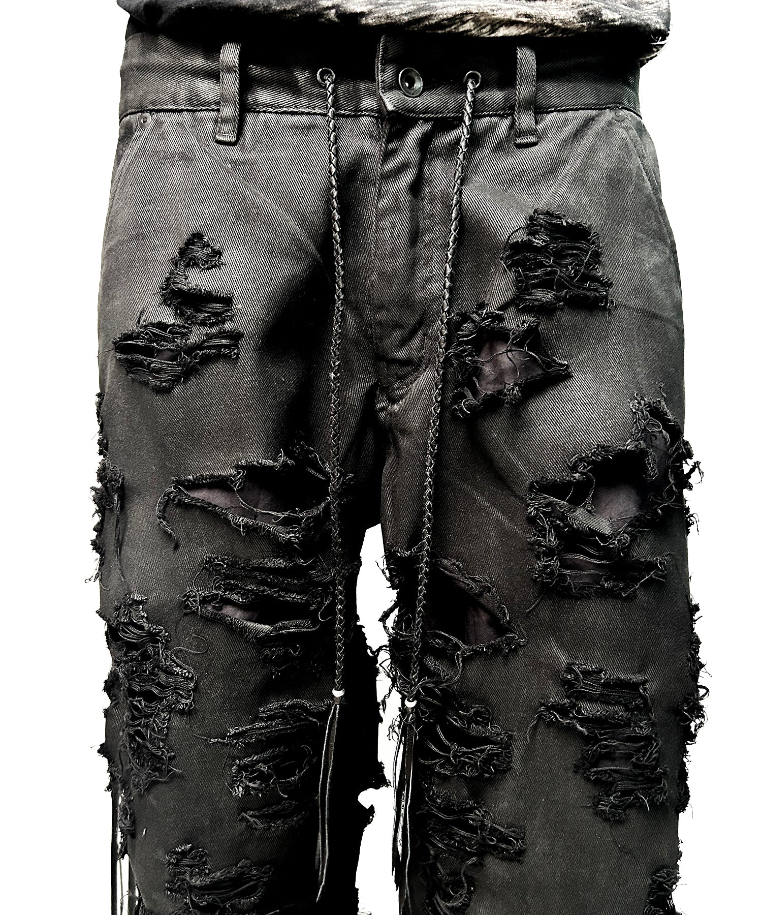 2502-PT03 Coating Side Shirring Slash Pants_Black - Image 5