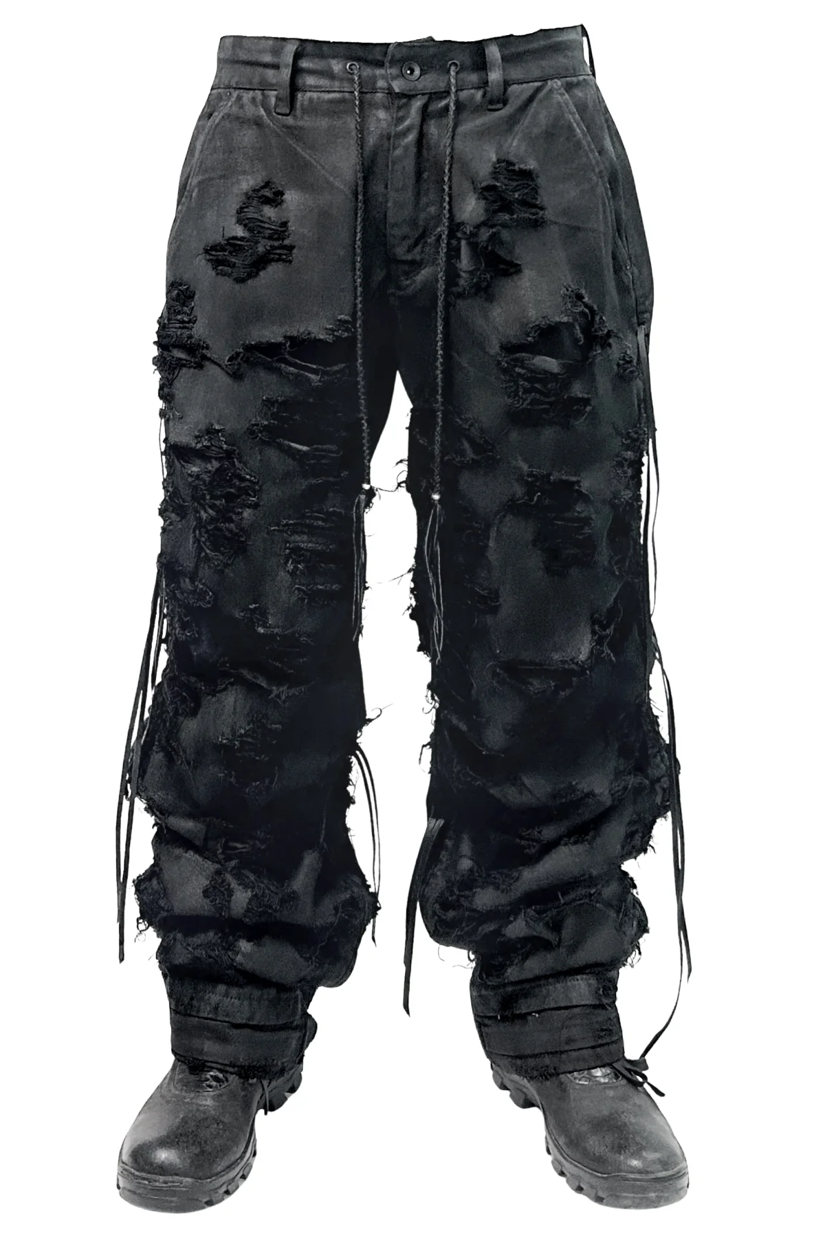 2502-PT03 Coating Side Shirring Slash Pants_Black - Image 8