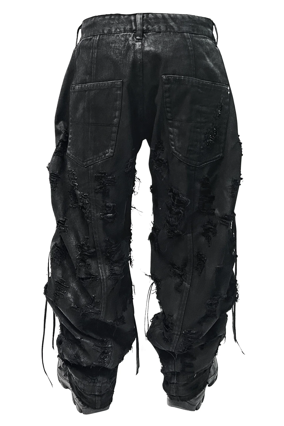 2502-PT03 Coating Side Shirring Slash Pants_Black - Image 9