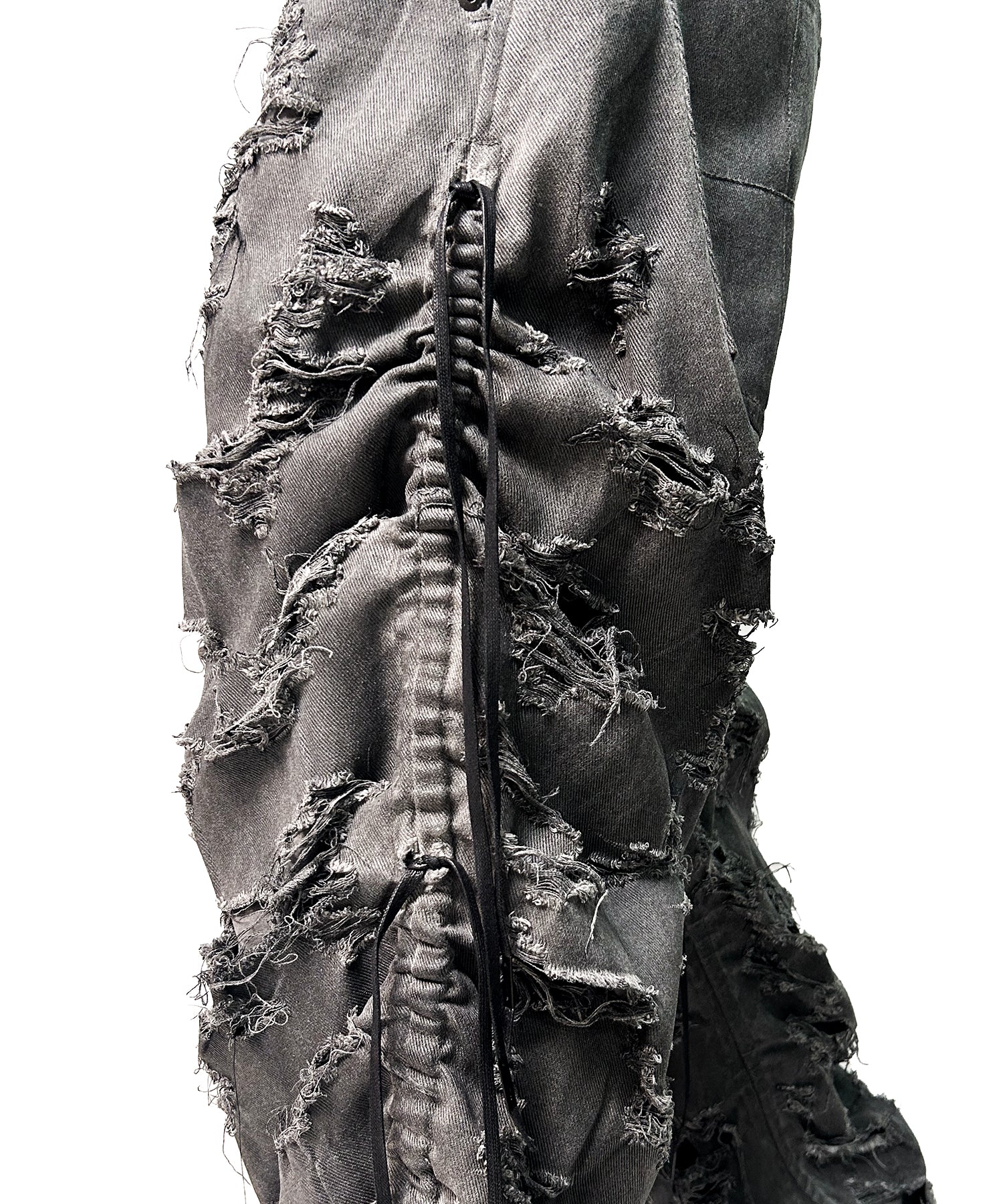 2502-PT03 Coating Side Shirring Slash Pants_Charcoal - Image 4