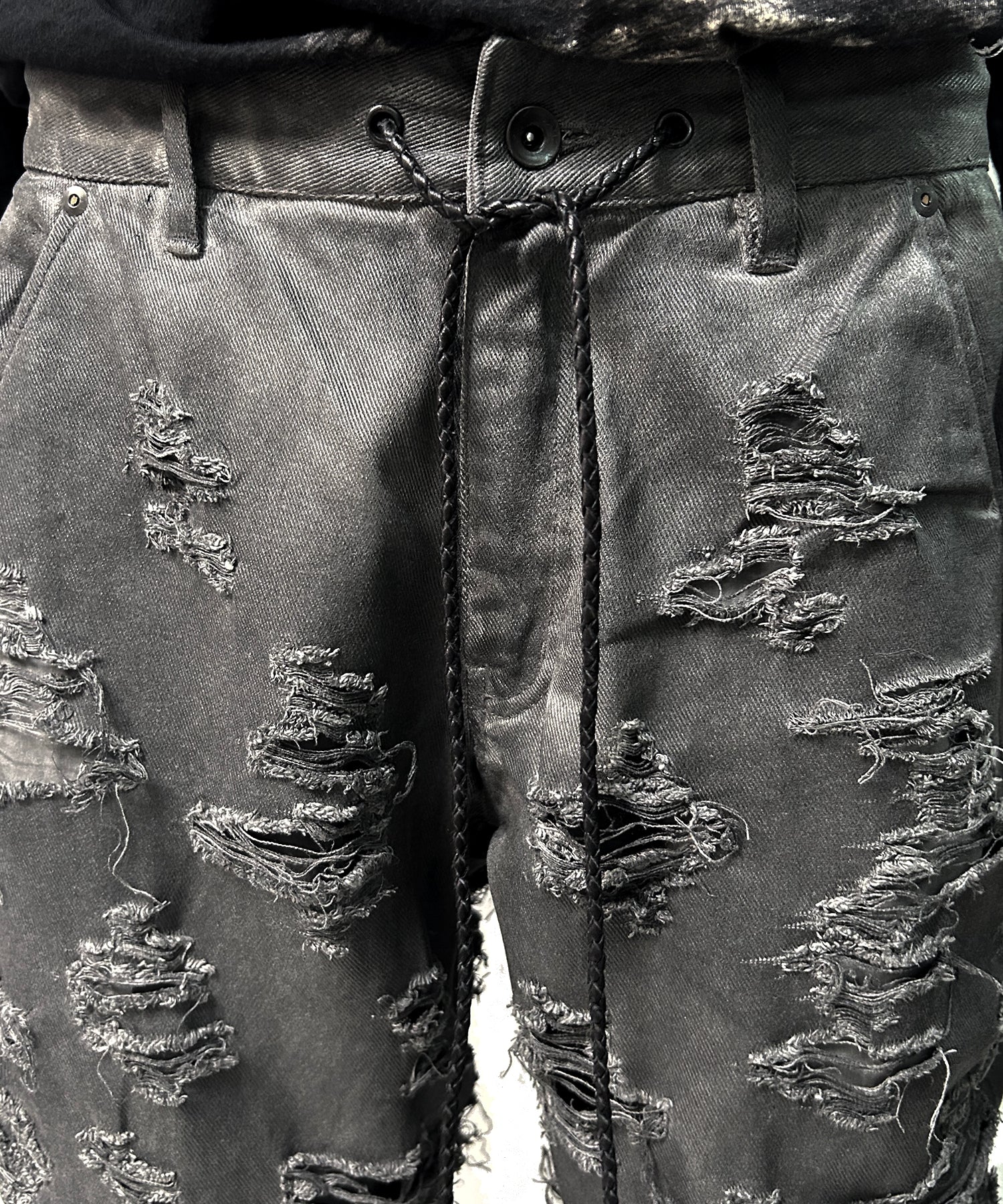 2502-PT03 Coating Side Shirring Slash Pants_Charcoal - Image 5