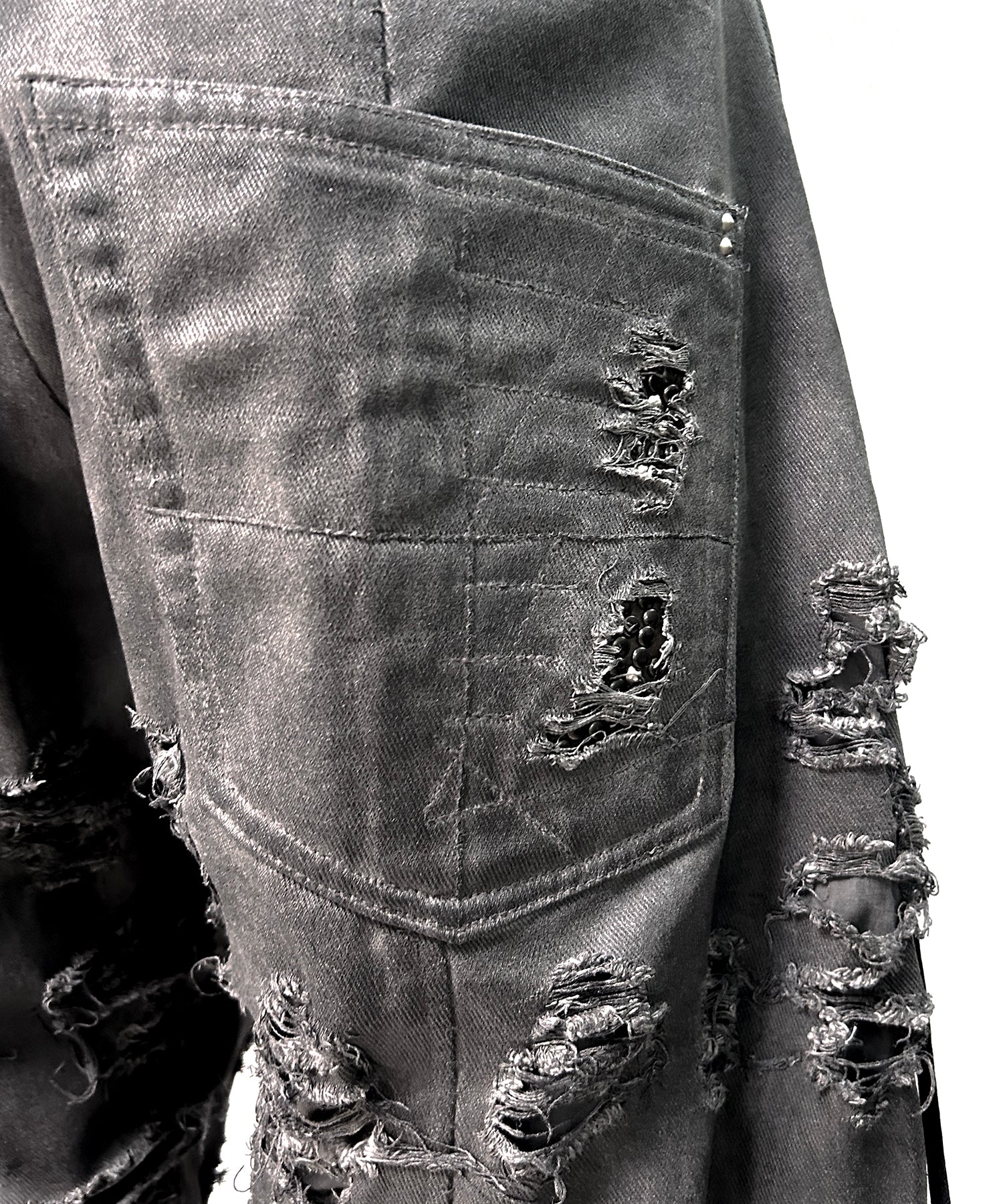 2502-PT03 Coating Side Shirring Slash Pants_Charcoal - Image 6