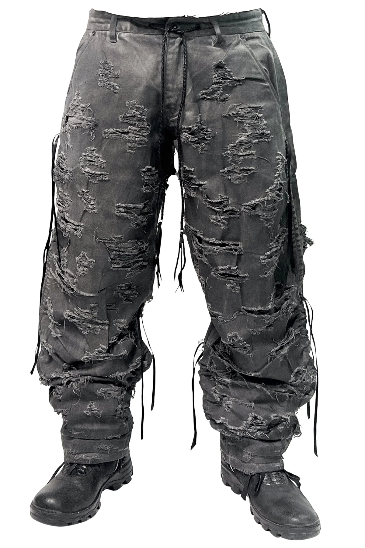 2502-PT03 Coating Side Shirring Slash Pants_Charcoal - Image 8