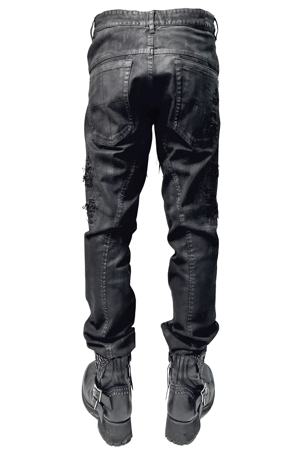 2502-PT07 Coating Crush Stretch Twill Pants / STD_Black - Image 2