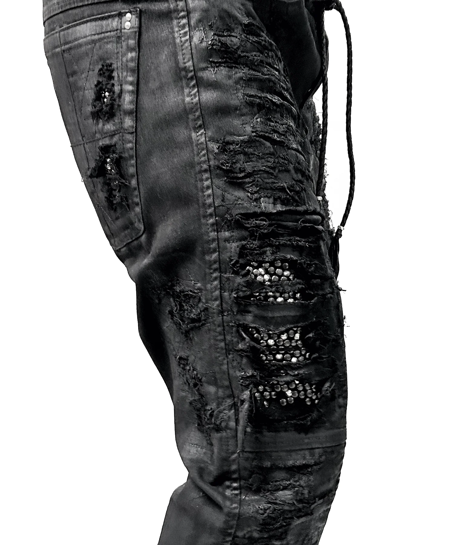 2502-PT07 Coating Crush Stretch Twill Pants / STD_Black - Image 4