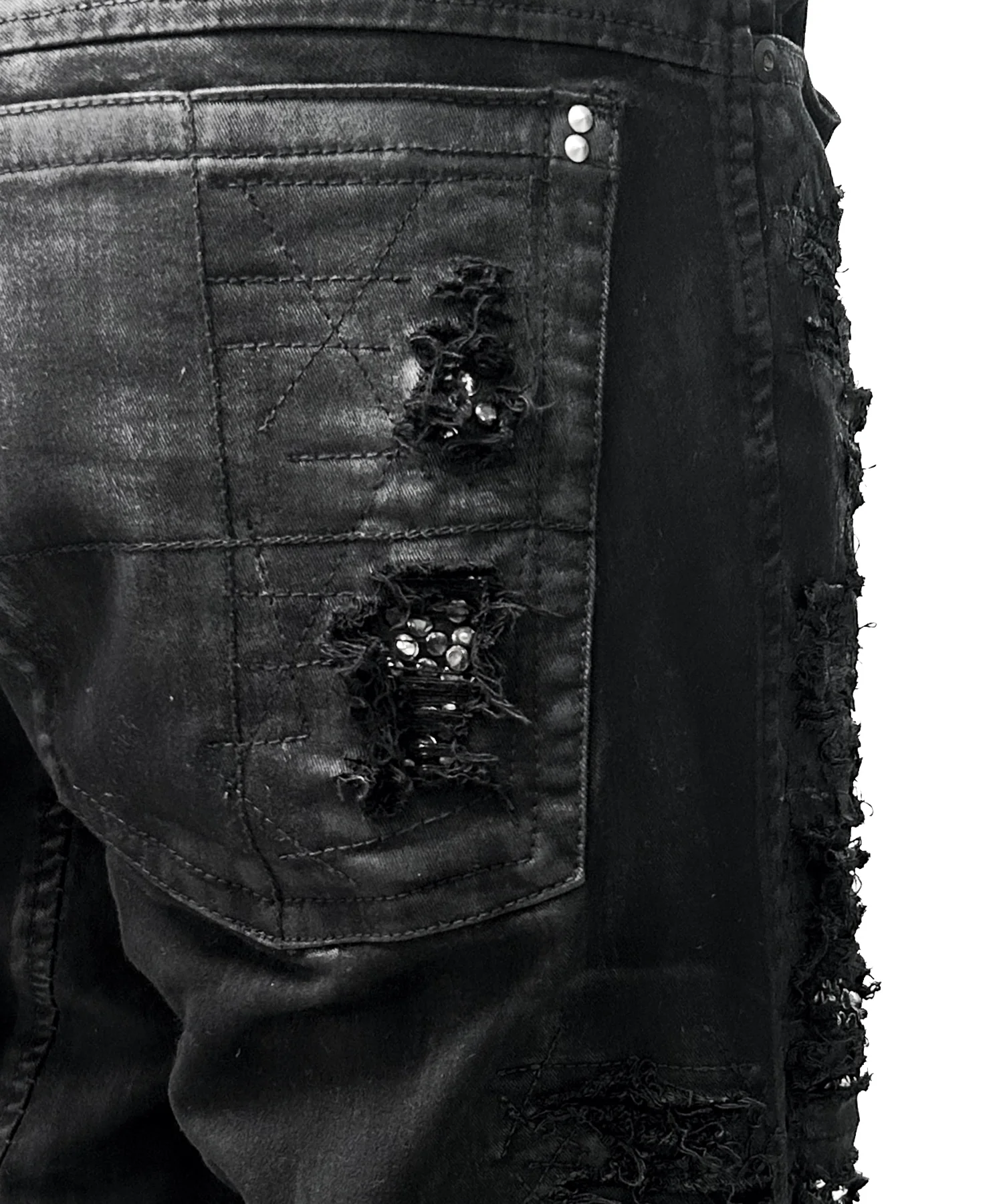 2502-PT07 Coating Crush Stretch Twill Pants / STD_Black - Image 6