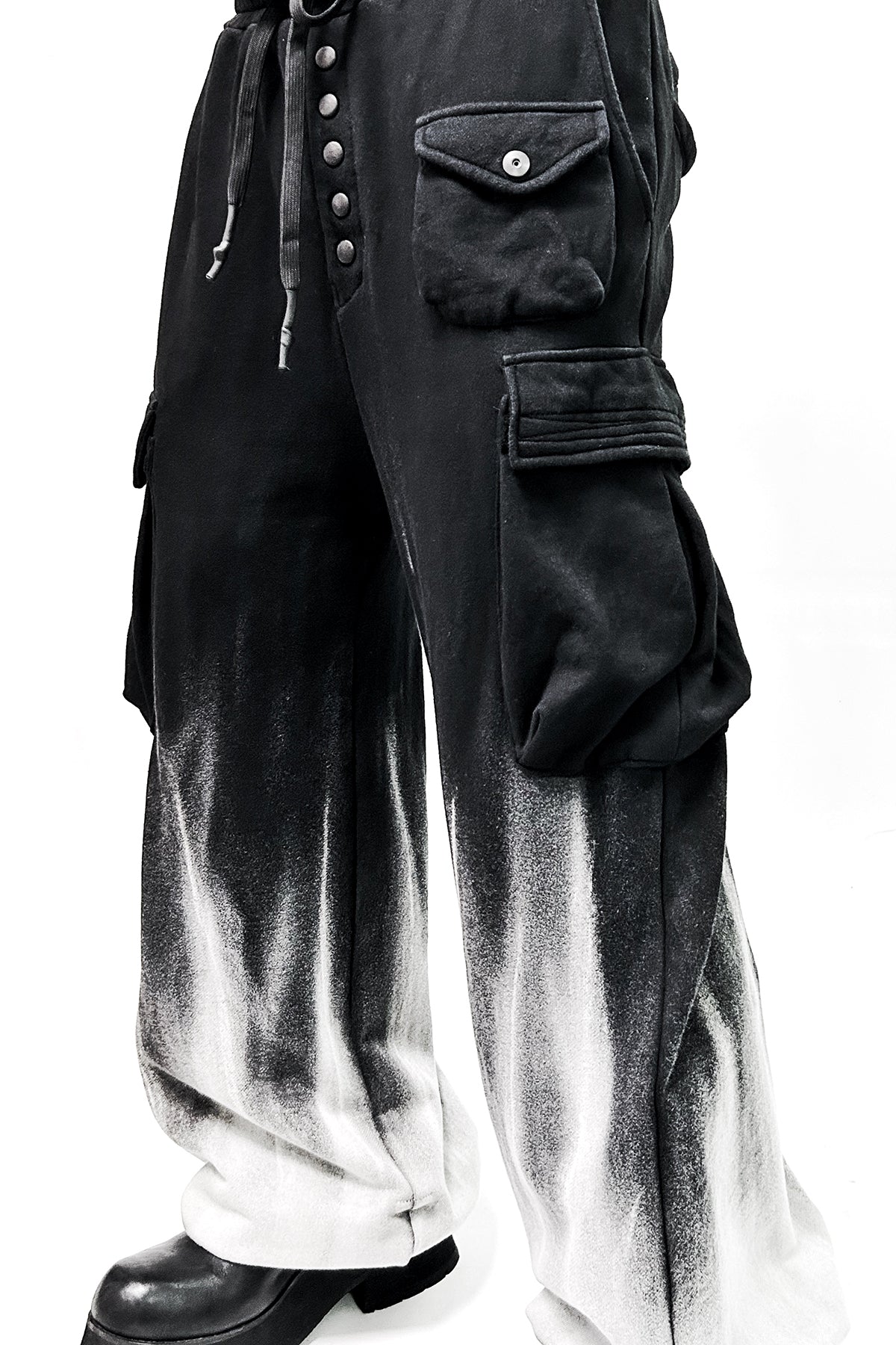 2502-PT09 White Flame Wide Sweat Pants