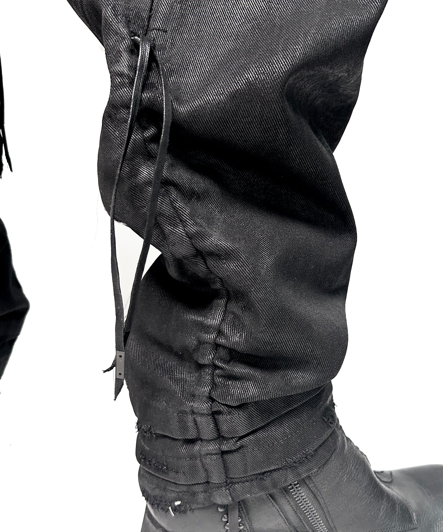 2502-PT13 Coating Side Shirring Twill Pants_Black - Image 4