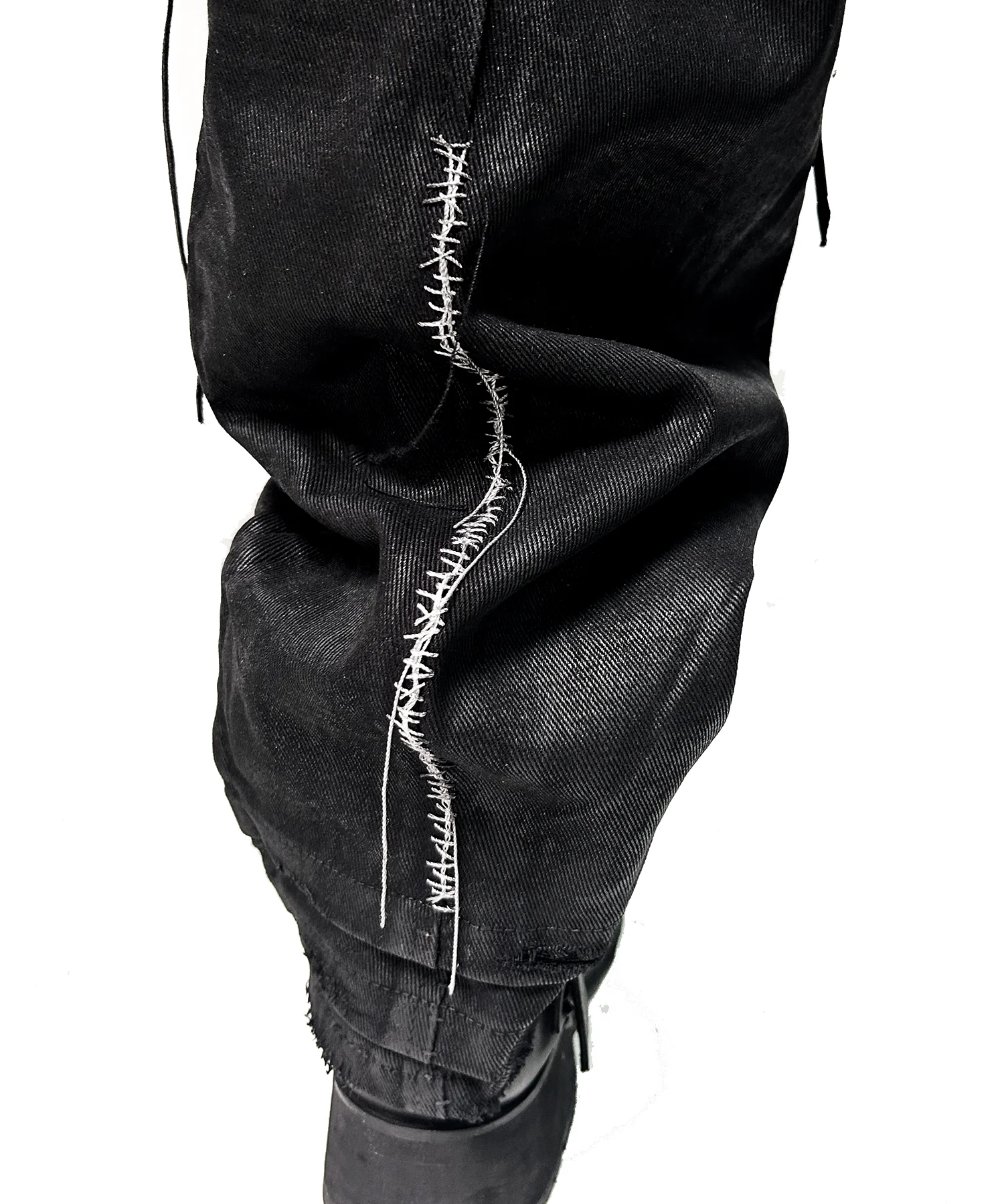 2502-PT13 Coating Side Shirring Twill Pants_Black - Image 5