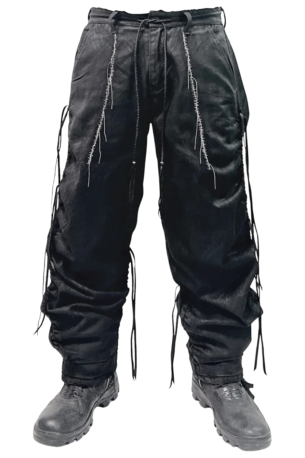 2502-PT13 Coating Side Shirring Twill Pants_Black - Image 8