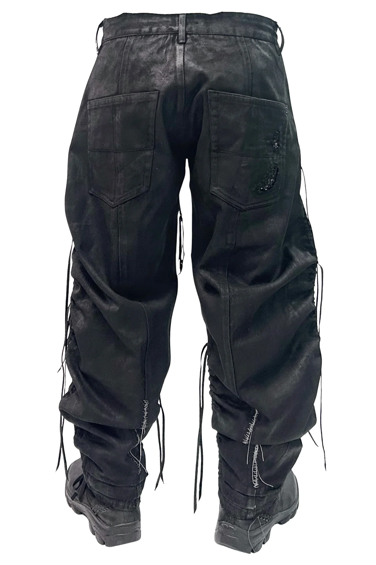 2502-PT13 Coating Side Shirring Twill Pants_Black - Image 9
