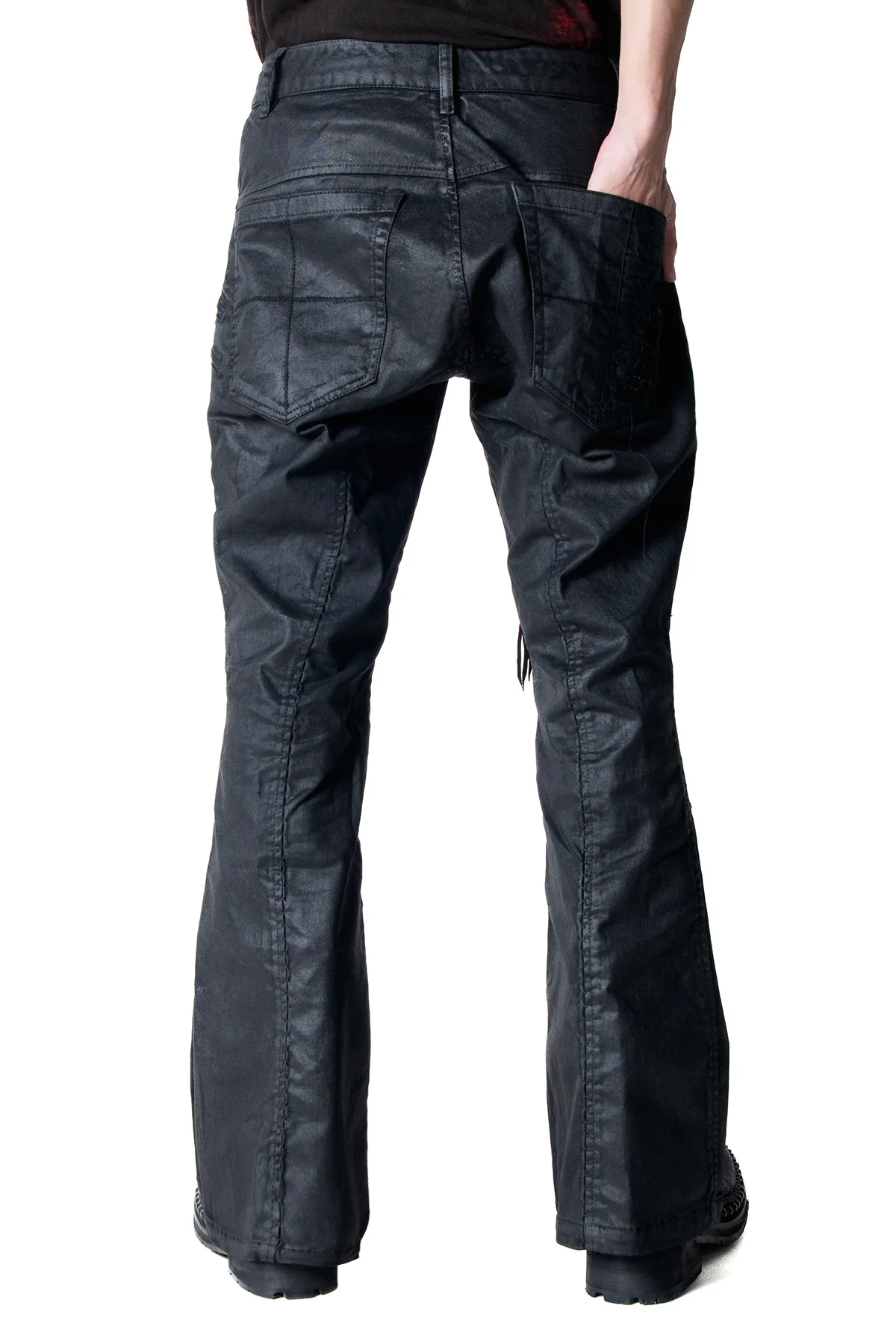2502-PT18 Coating Double Zip Stretch Flare Pants - Image 18