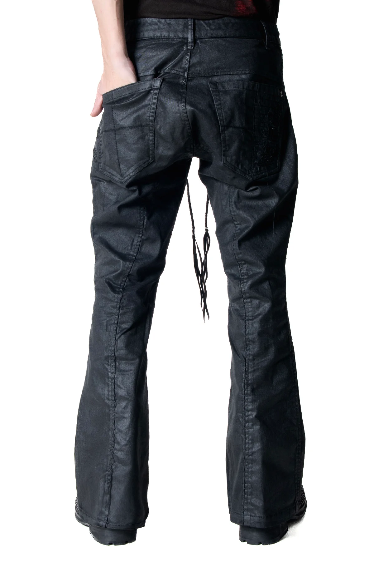 2502-PT18 Coating Double Zip Stretch Flare Pants - Image 19